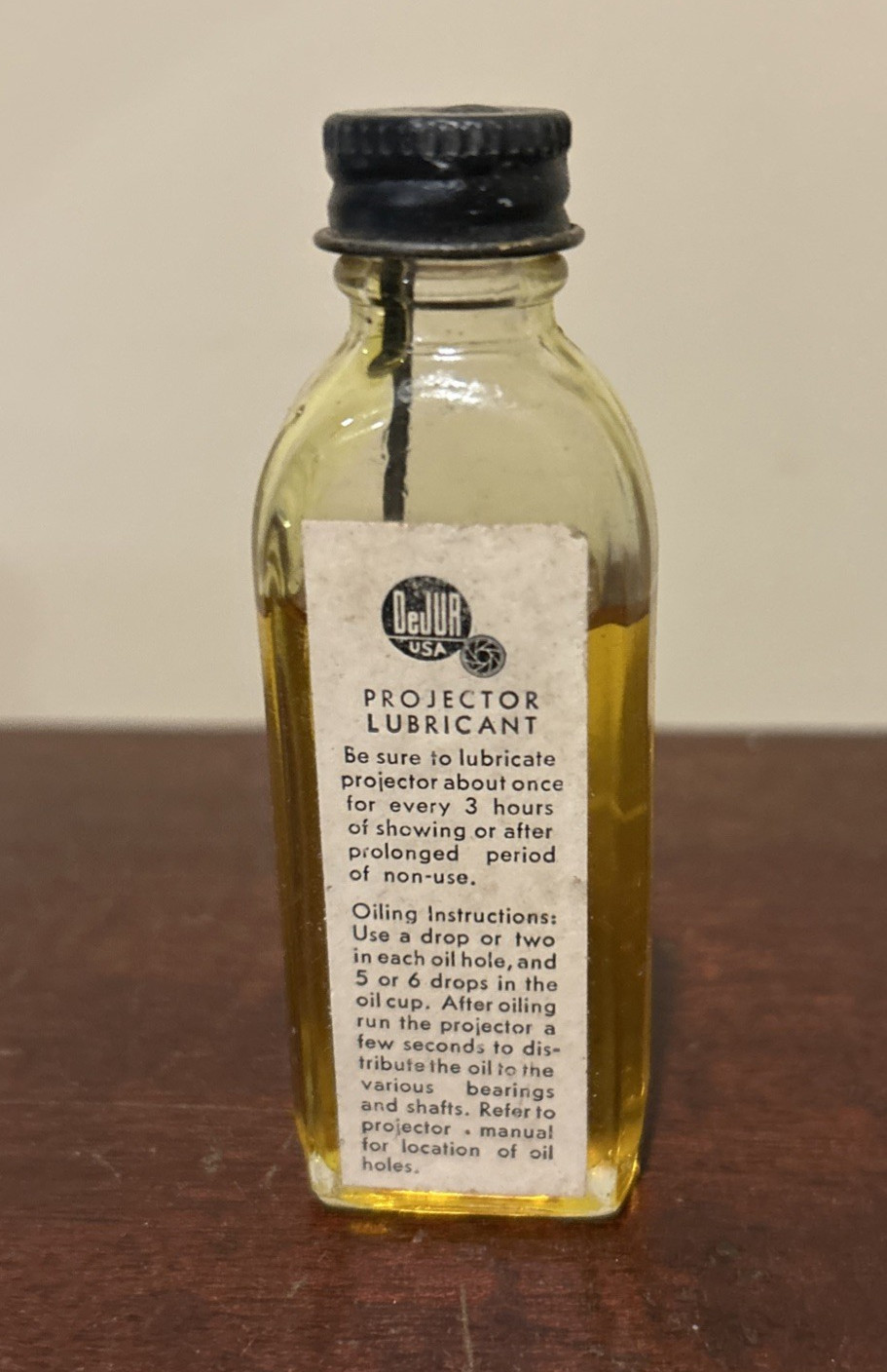 DeJUR Film Movie Projector Lubricating Oil Glass Bottle
