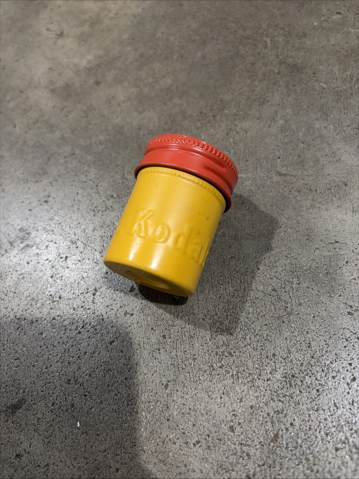 Vintage Kodak Film Metal Canister Container, Yellow and Red, Embossed, 