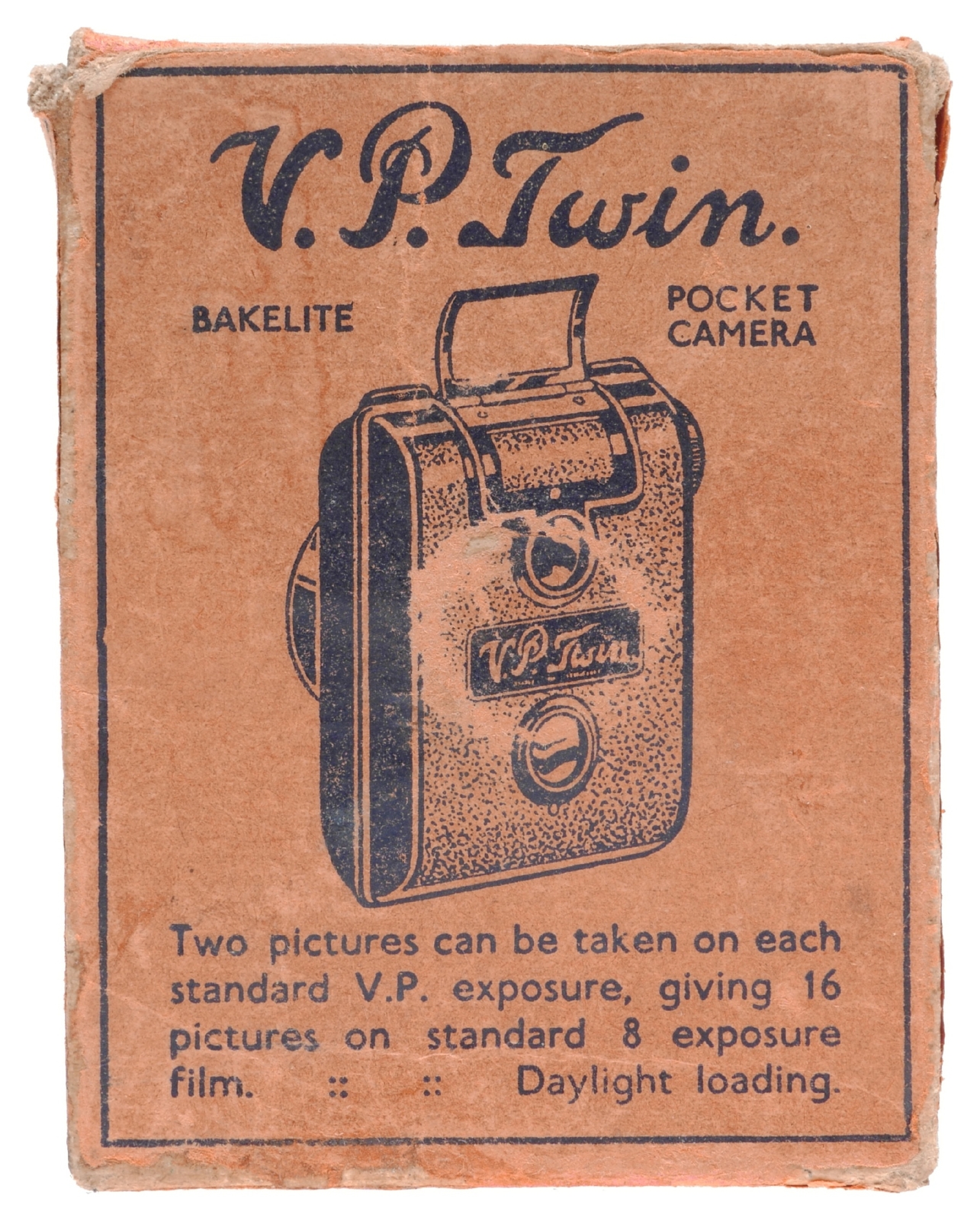 V.P. Twin Vest Pocket Bakelite 127 Rollfilm Camera Walnut Marble Finish