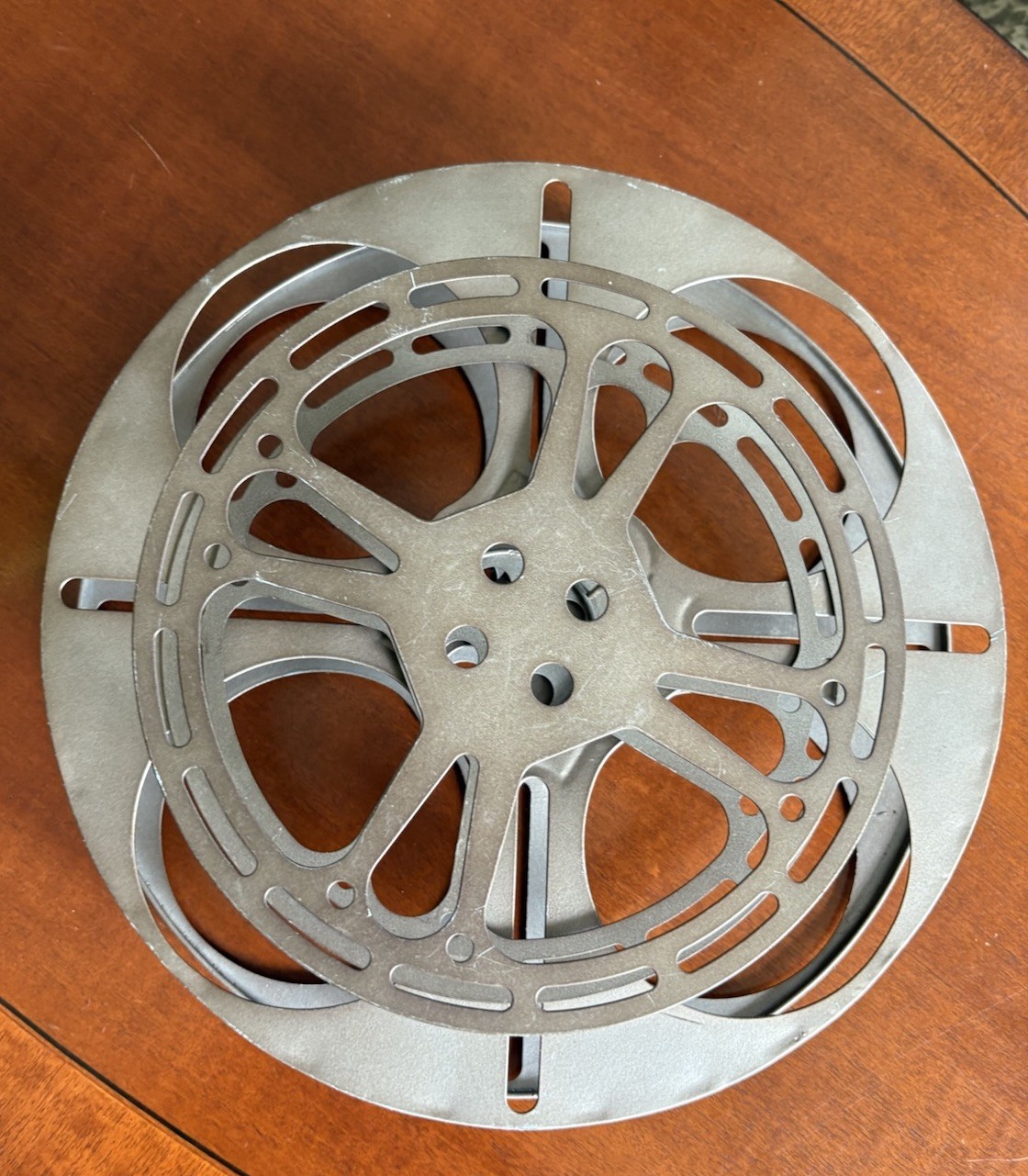 2 Metal Film Reels Home Cinema Equipment/ Home Decor 1st 13.5“ X 2“ & 2nd 9”X2”