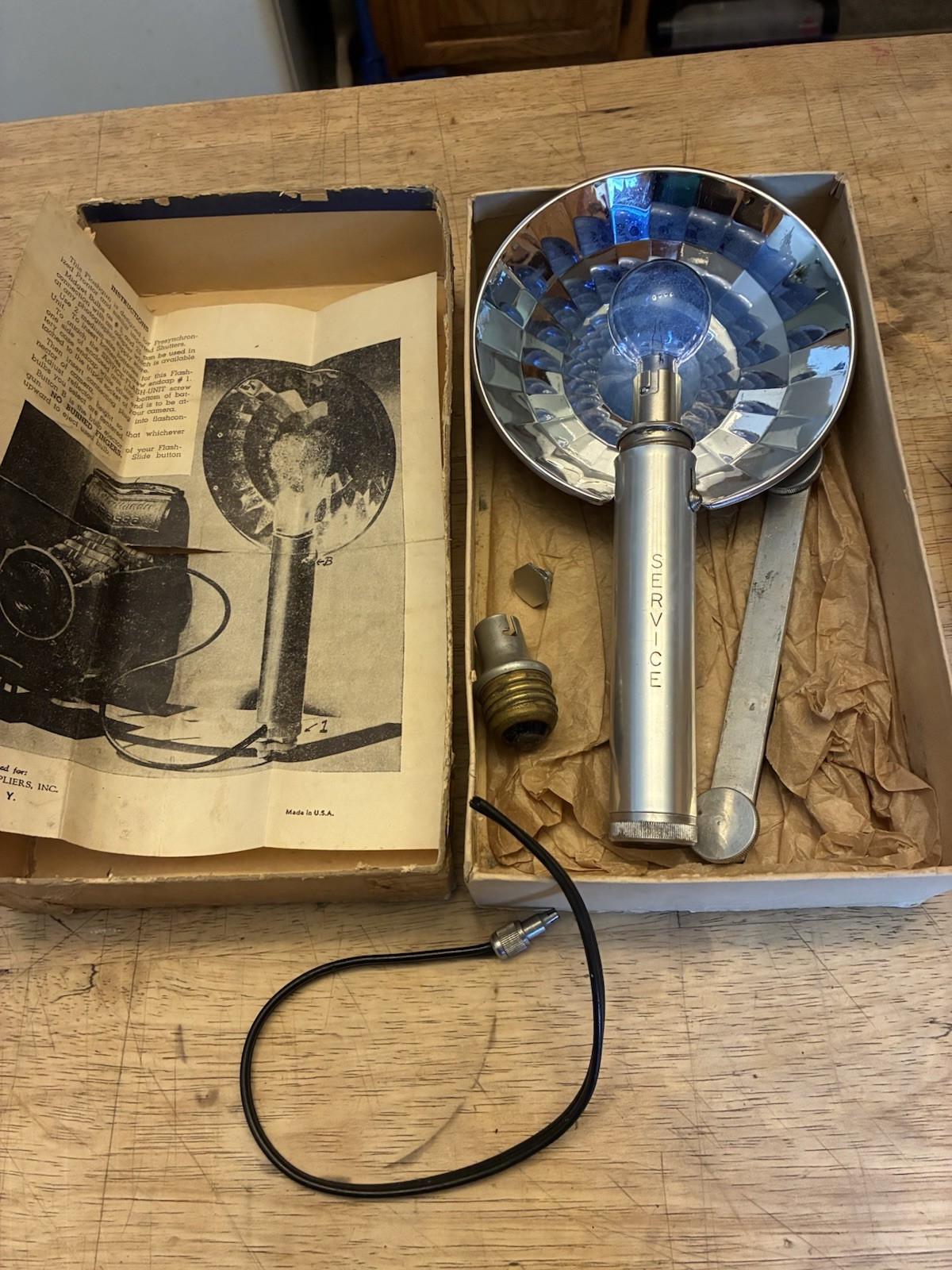 Vintage Camera Flash Service Brand USA Box Shutter Bulb & Instructions
