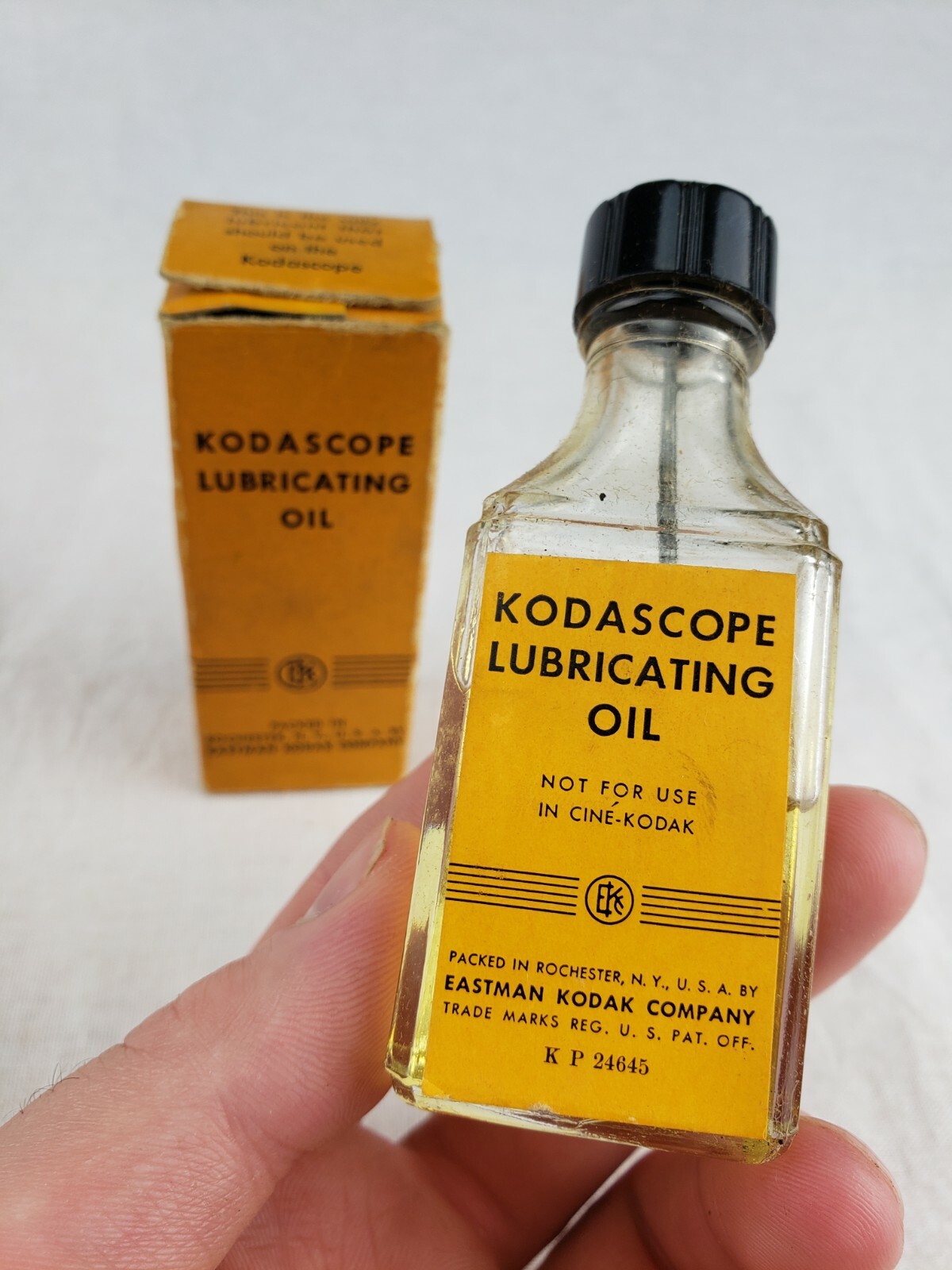Vintage Eastman Kodak Co. Kodascope Lubricating Oil Bottle Original Label & Box