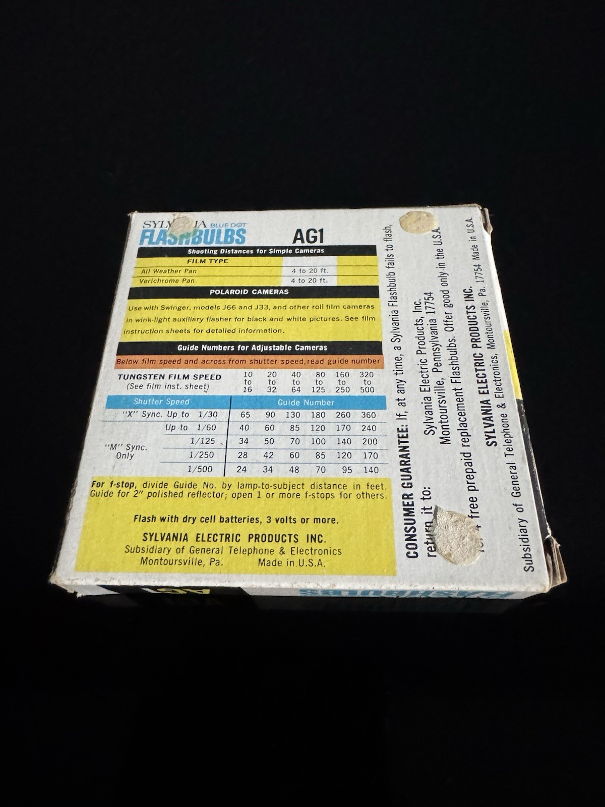 NEW Vintage Sylvania AG1 Blue Dot Flashbulbs 12 Bulbs In Box – Made in USA