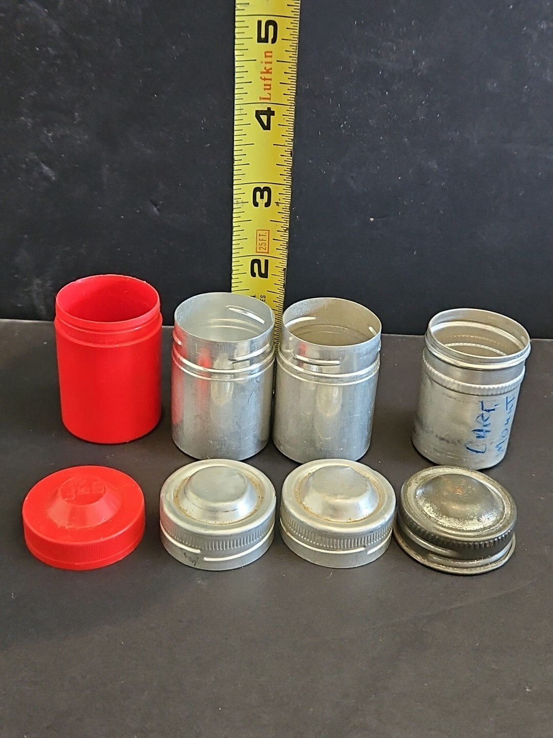 4-VINTAGE METAL FILM( 1-PLASTIC) CANISTER TIN CONTAINERS EMPTY 3 MADE IN GERMANY
