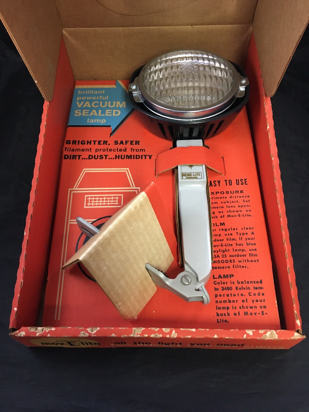 Acme Lite Mov-E-Lite Original Vintage Mounted Camera Light NOS in Package