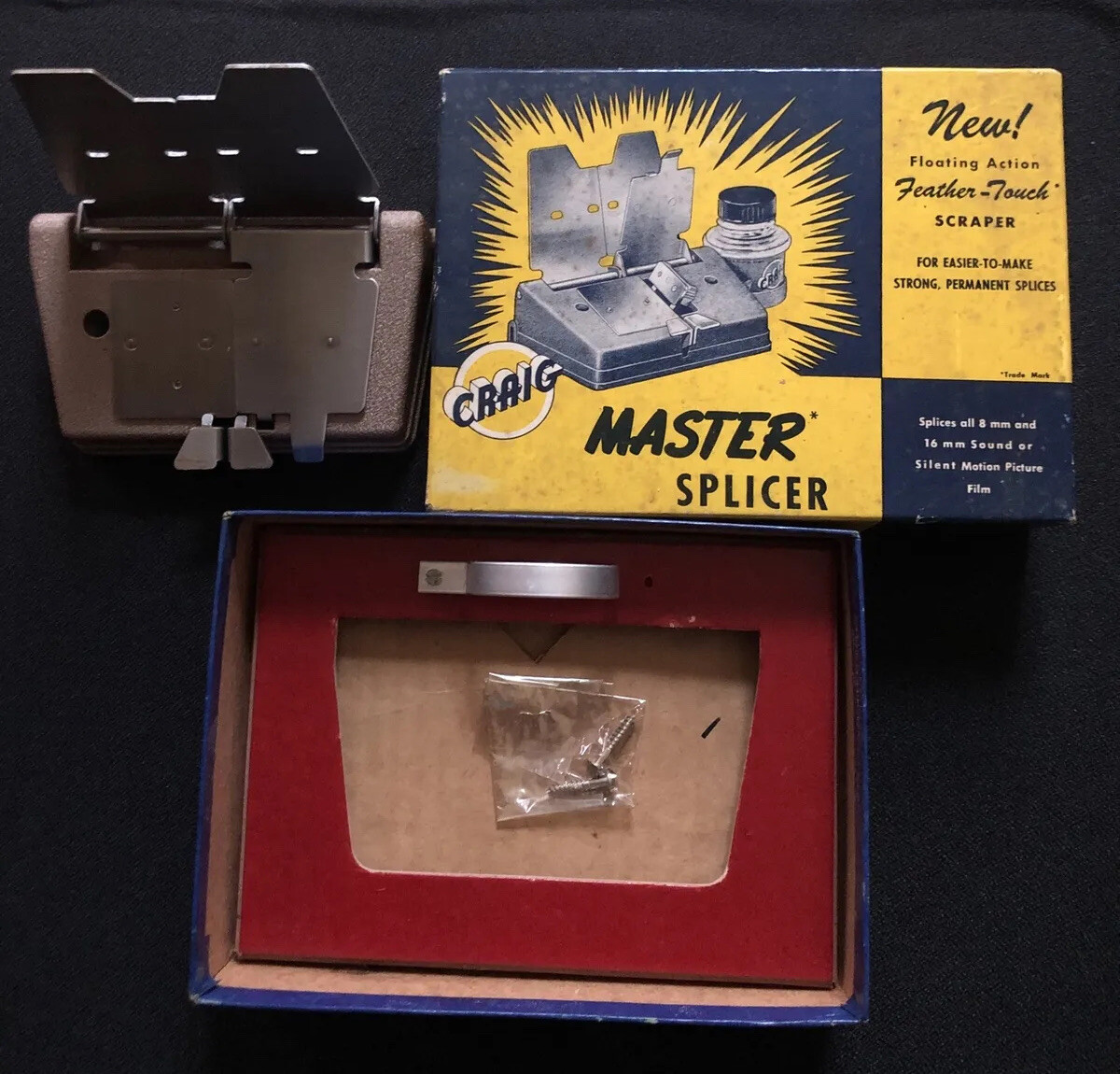 CRAIG MASTER SPLICER VINTAGE IN ORIGINAL BOX 8mm & 16mm FILM SPLICING TOOL