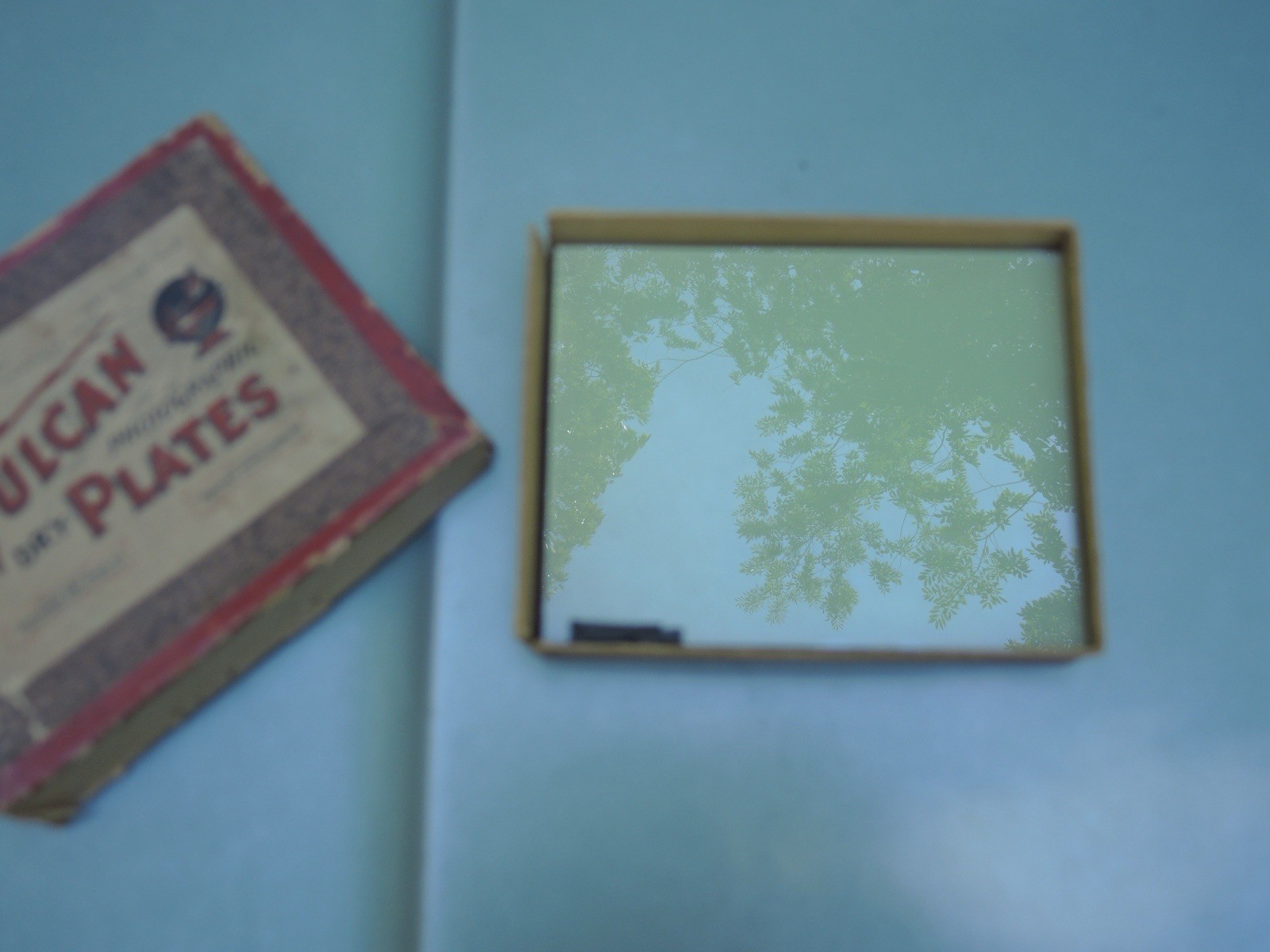 Vulcan Photographic Dry Plates Vintage Box and plates