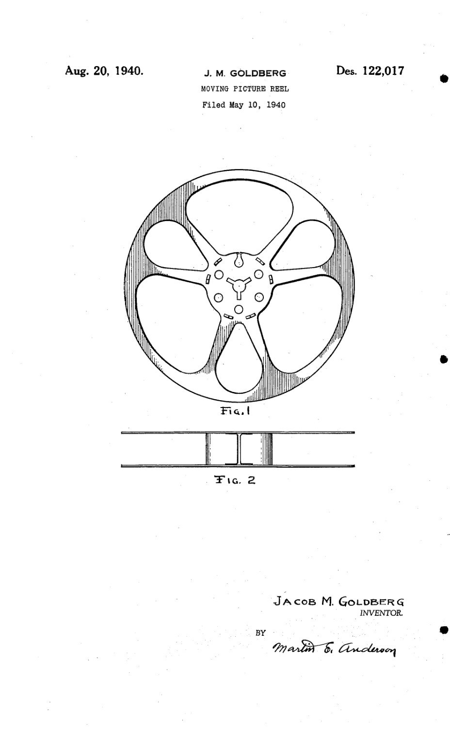 1200 ft Metal Moving Picture Reel 12 1/4″ Goldberg Bros Pat D-122,017 Film
