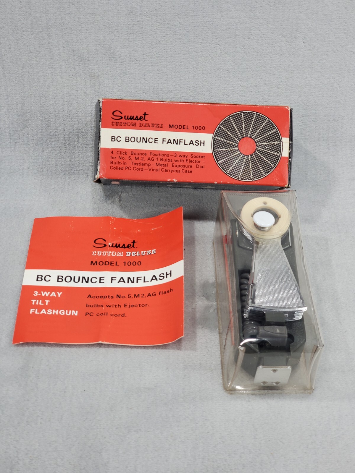 Vintage Sunset BC Bounce Fanflash Model 1000 Collectible Photography Light NOS