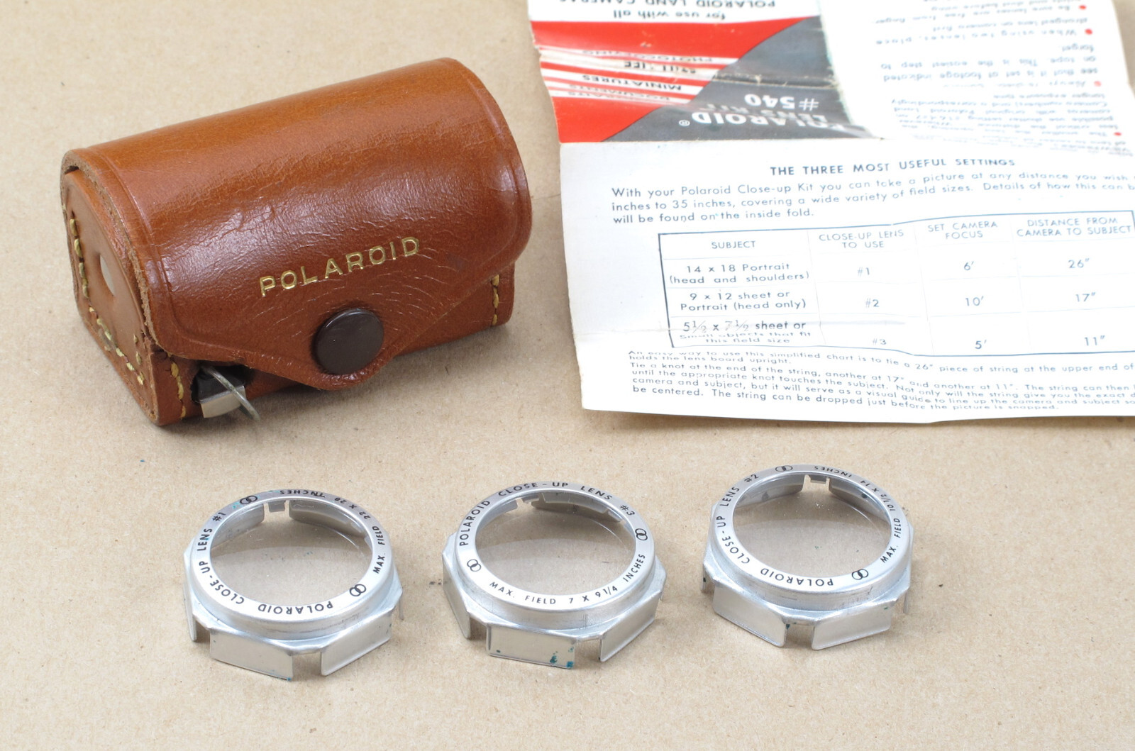 Vintage Polaroid 540 Close-Up Lens Kit + Tape Measure in case MINT-