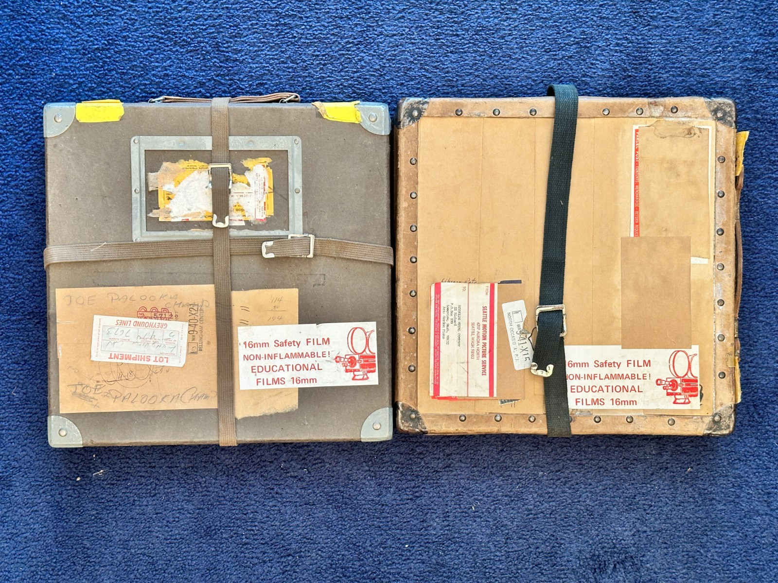 Vintage 16mm Film Reel Canister Case Mailer Box W/ Metal Edges