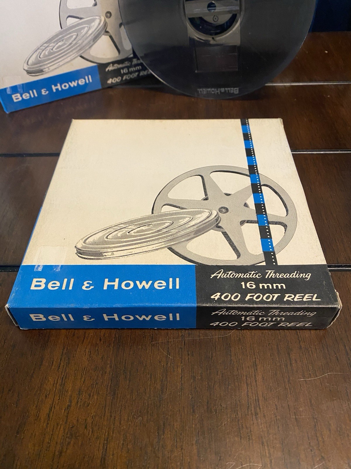 2 Vintage Bell & Howell Automatic Threading 16mm -400 Ft. Film Reels W/Box