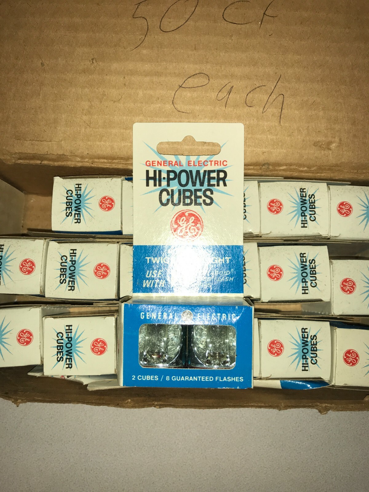 Vintage New Old Stock 18 Boxes GE HI-Power Flash Cubes Polaroid 144 Flashes