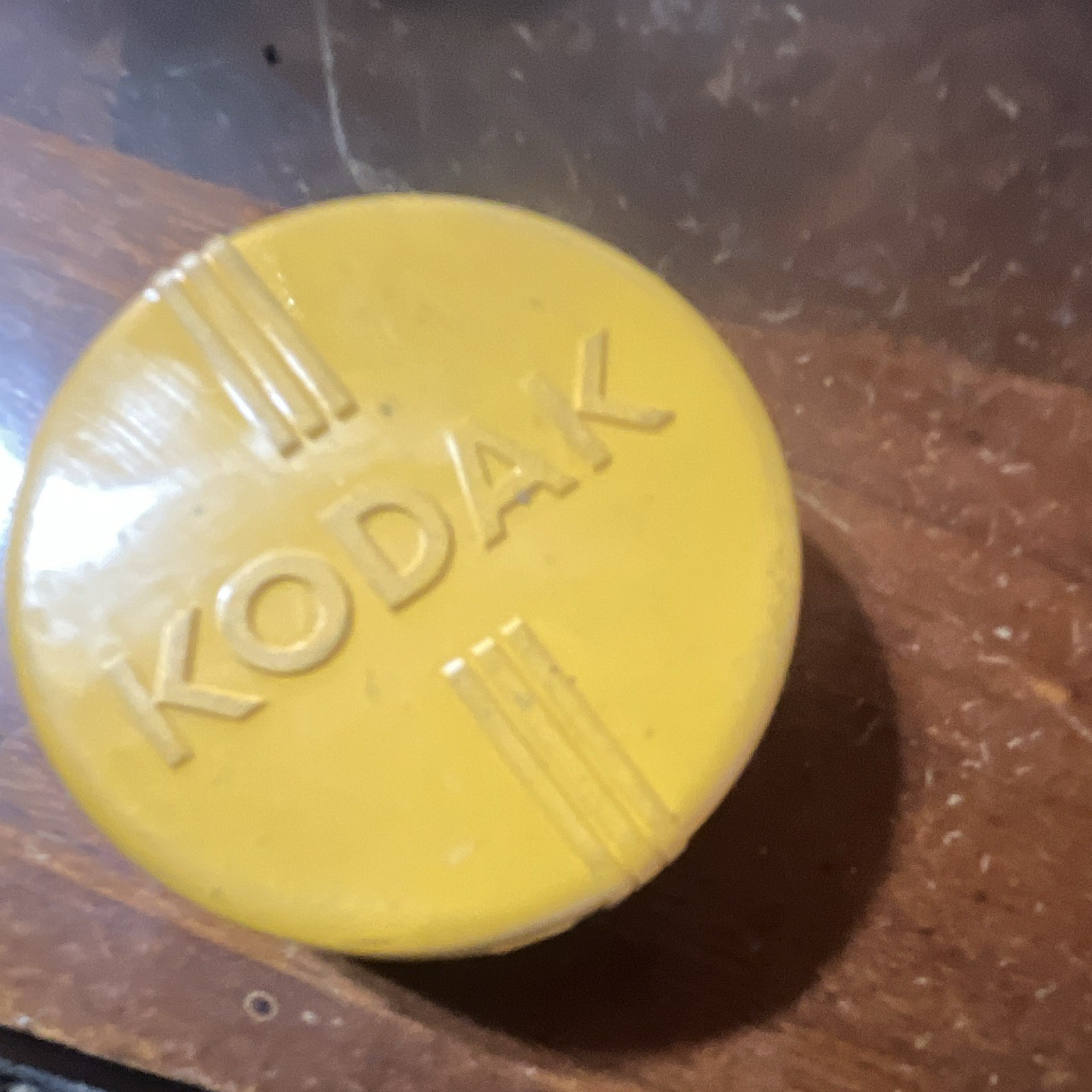 Kodak Round Yellow Plastic Film Canister Case with Black Cap/Cover