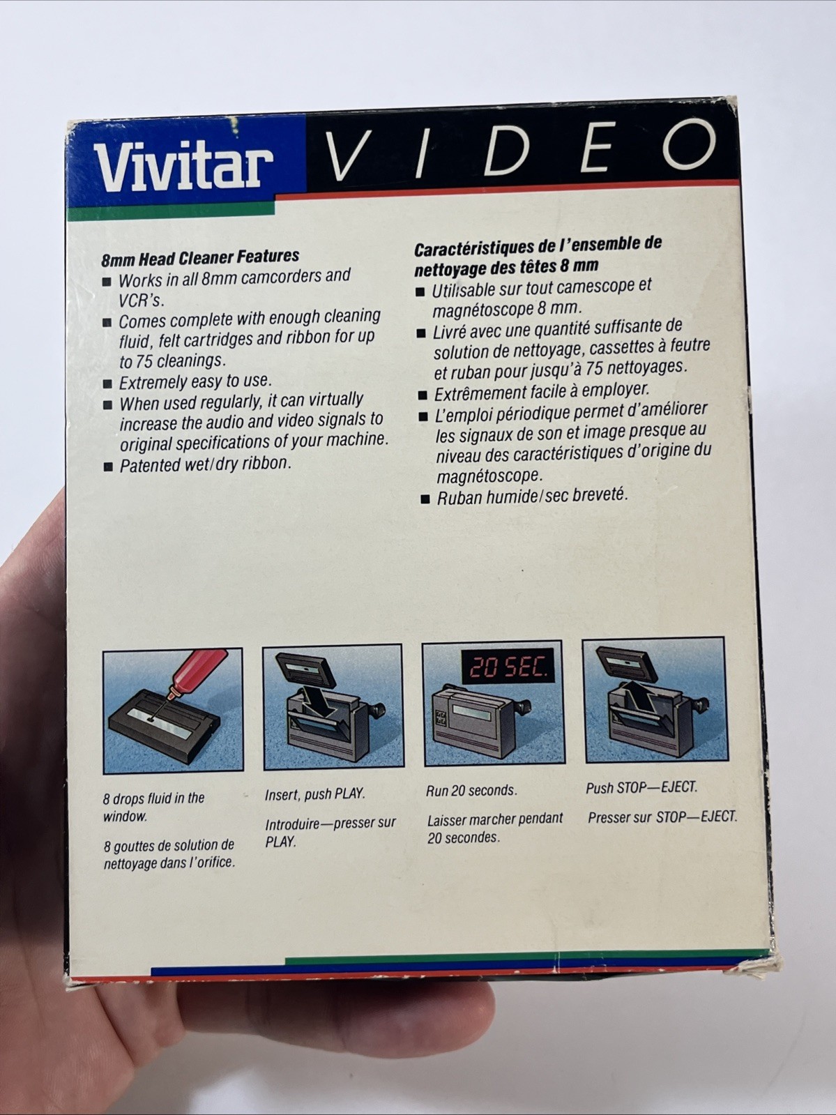 Vivitar 8mm Head Cleaner Cleaning tape in box liquid instruction made in USA set