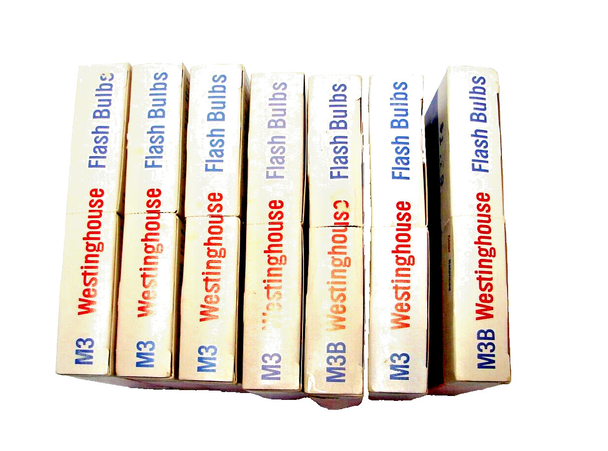 Vintage Westinghouse M3 PhotoFlash Bulbs 7 Boxes w/12 ea. total 84 New Old Stock