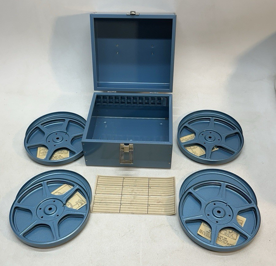 Bruce Dual 8mm Film Storage Case 12 Slot 4 Metal Reel Canister Korvette Scherer