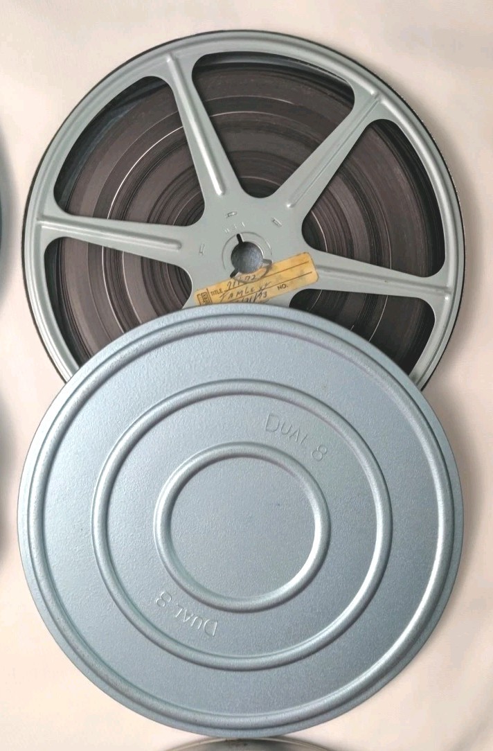 Vtg 8mm Super 8 Movie Reels Lot 6 Cans Scherer Bruce Korvette Storage Box Films