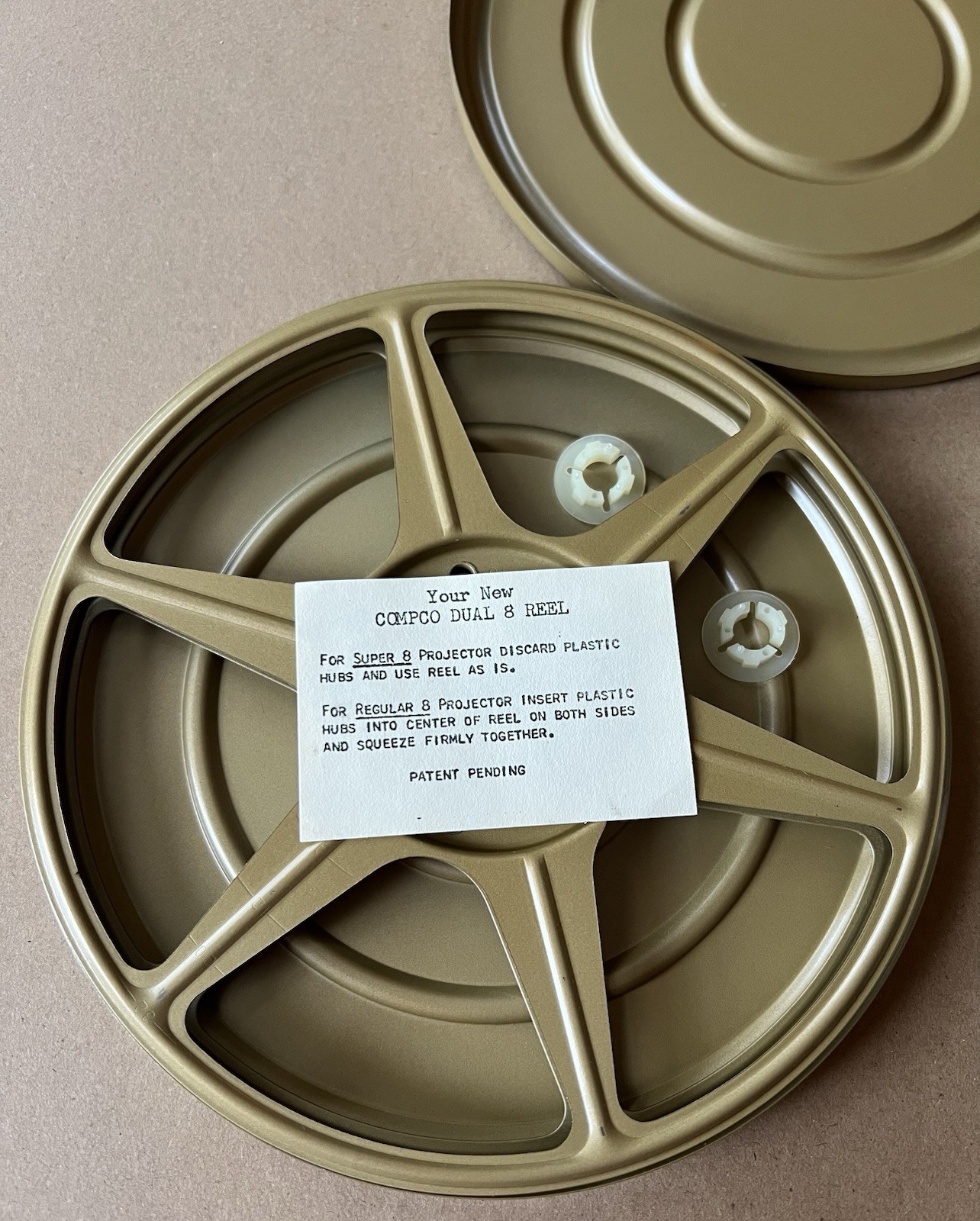 Vintage Compco Dual 8 Film Reel 7” with Insert & Hubs Super 8 / Regular 8