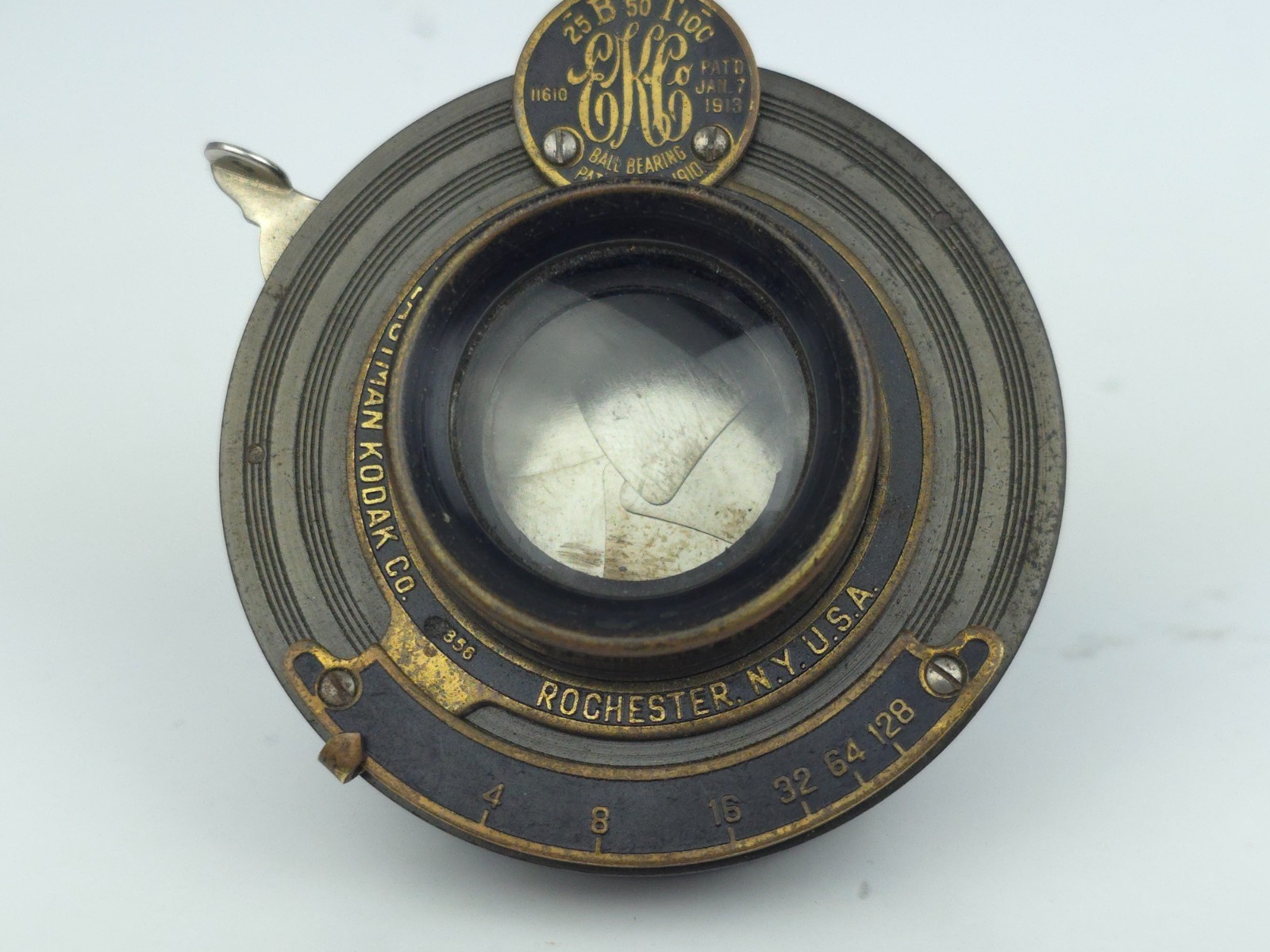 1913 Eastman Kodak Ball Bearing Lens Brass Optical Rochester NY Made In USA