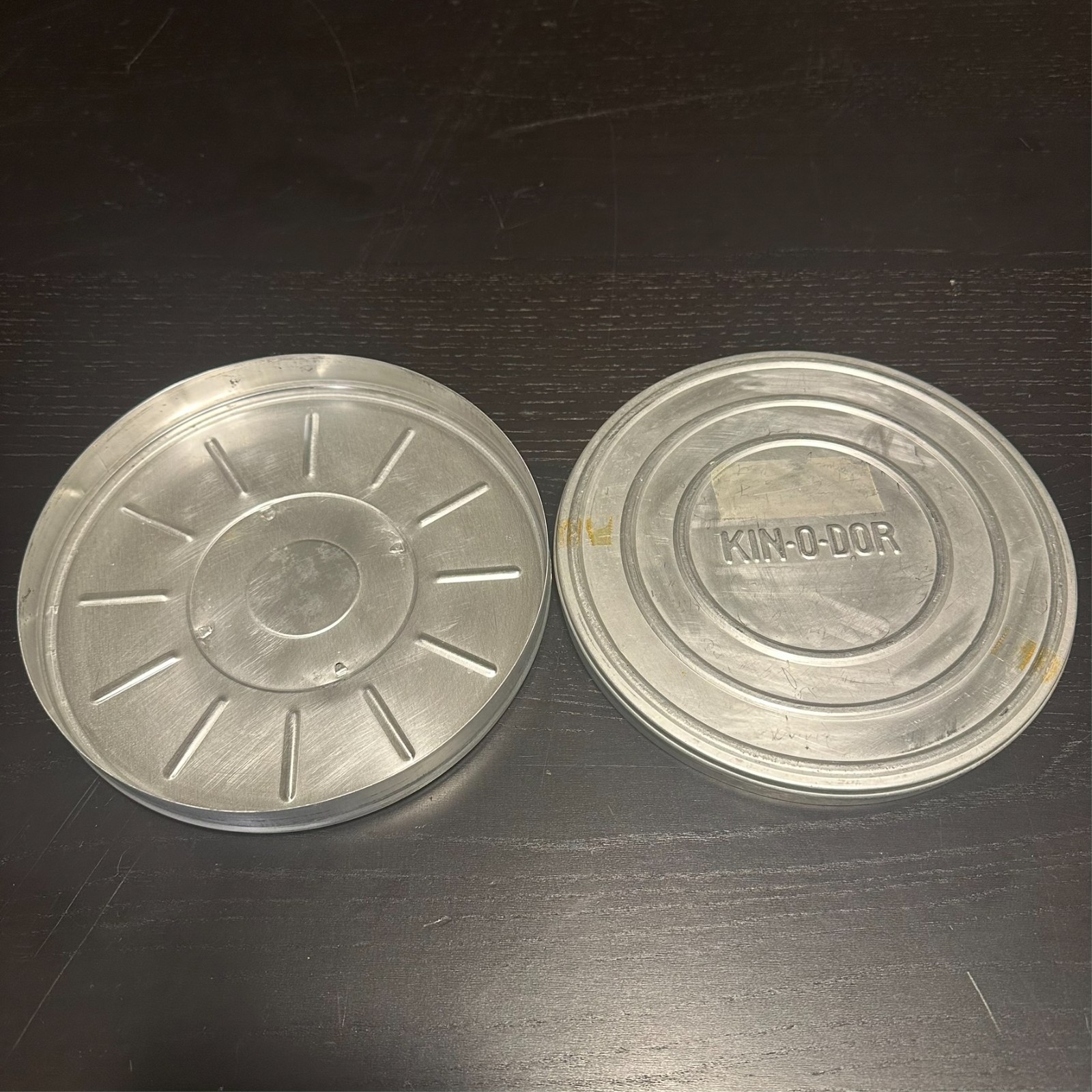(4) Vintage Film Reel Can Lids Lot Zayre Camera Dept Kino-Dor Multi Color