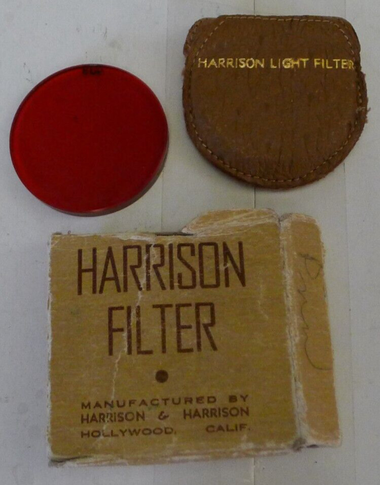 Harrison RD5 Red Colored Glass Light Lens Filter 1 11/16″ +Original Case & Box