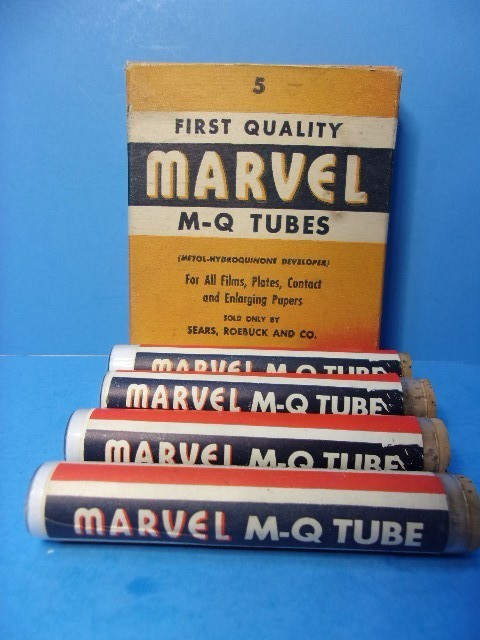 Antique Lot of 4 Boxes of Developing Powders Glass Tubes Photography Supplies