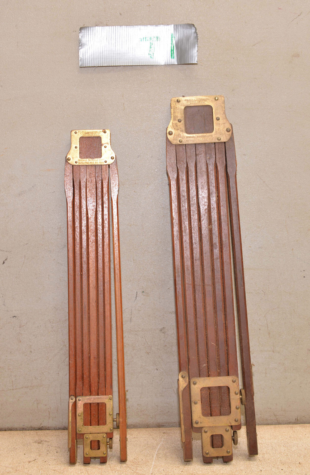 2 Eastman Kodak Folmer & Schwing crown tripod No 1 two legs salesman sample 1903