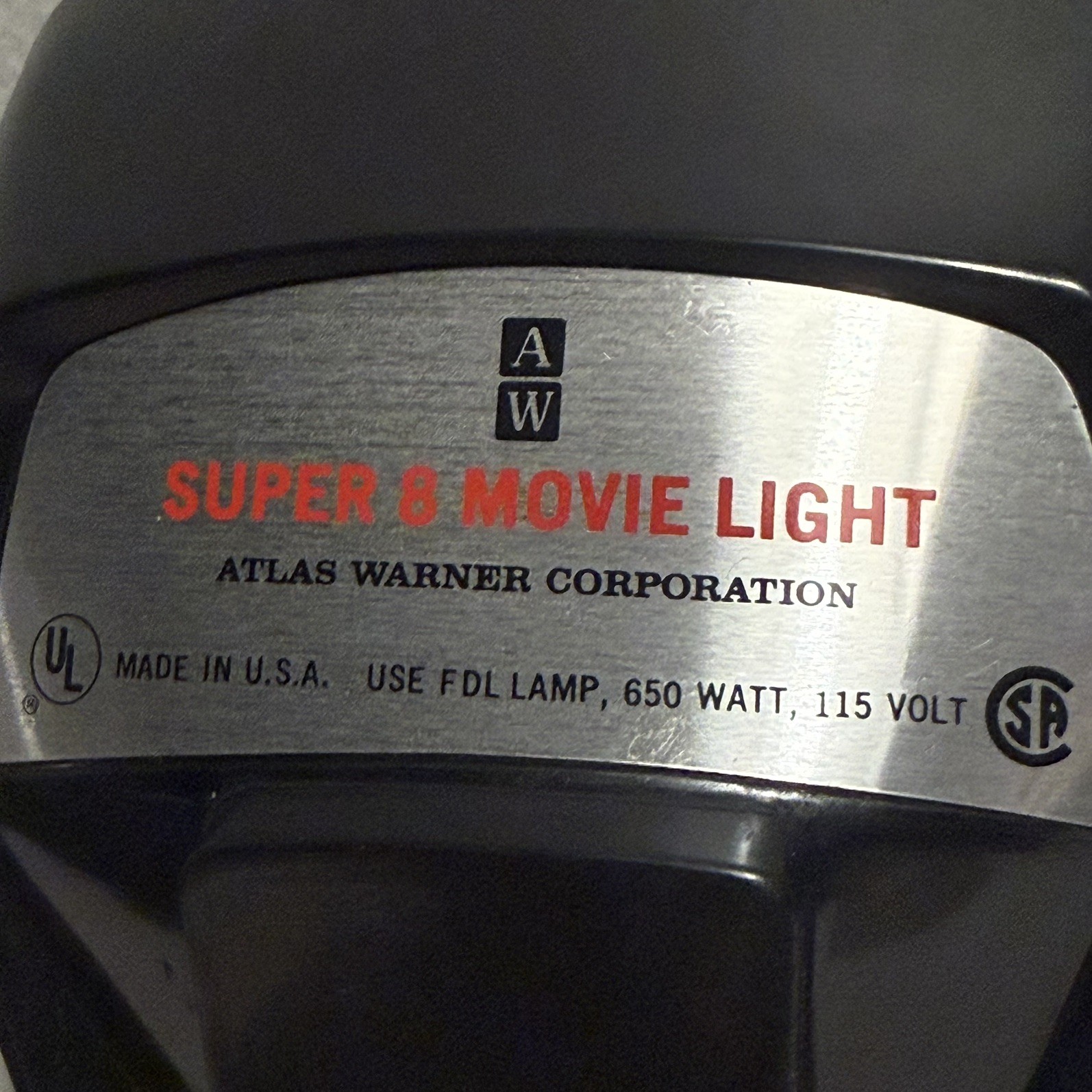 Vintage Super 8 Movie Light Model 855 w/ Box Atlas Warner Sealed Beam Works!