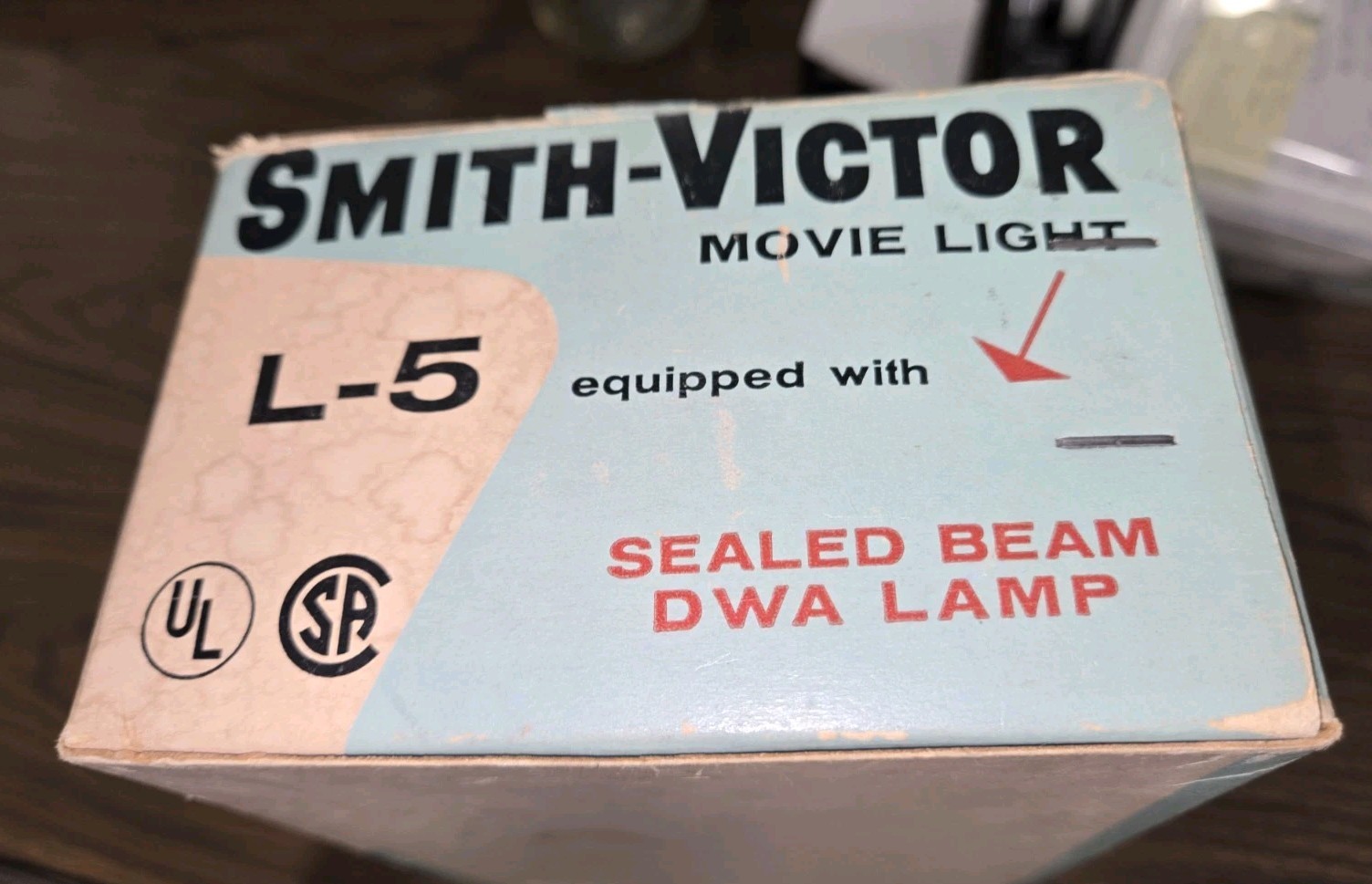 Smith Victor L-5 Movie Light Sealed Beam Dwa Lamp In Box Vintage