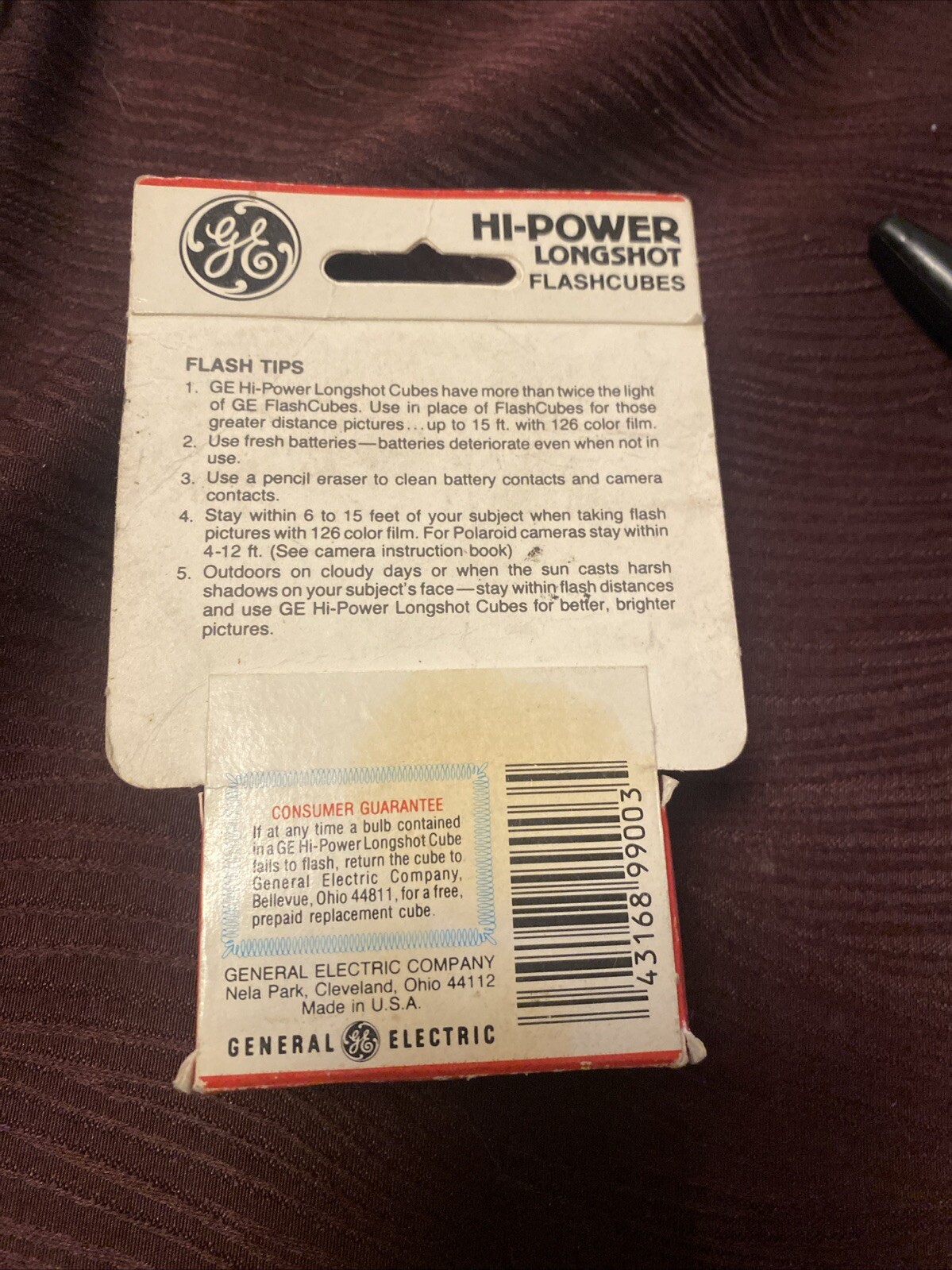 (2) Vintage Flash Cubes GE HI-Power Distance Long-Shot (2) Cubes In Ea BoxUnused