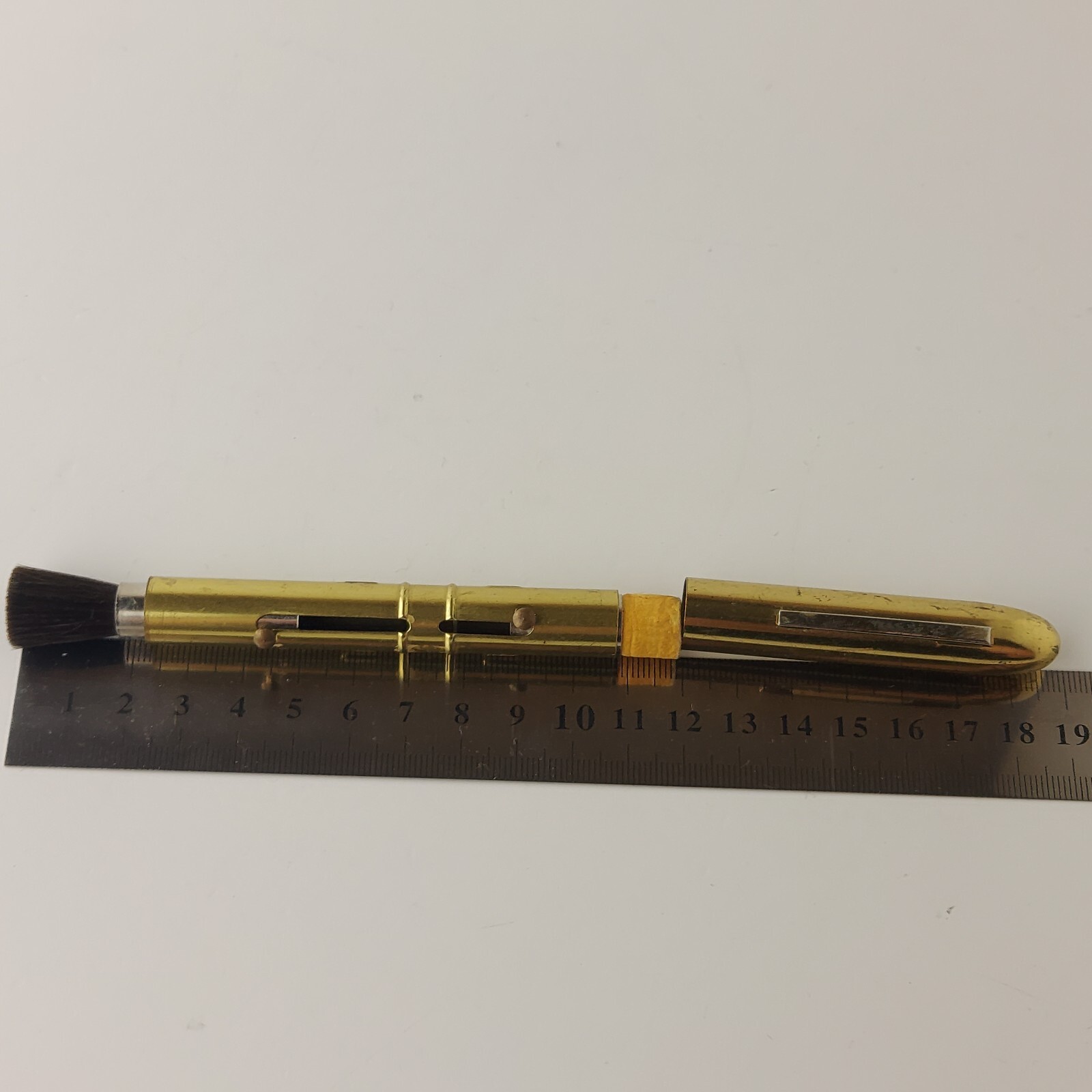 Vintage Retractable Double Ended Brass Camera Lens Brush and Polisher #5856