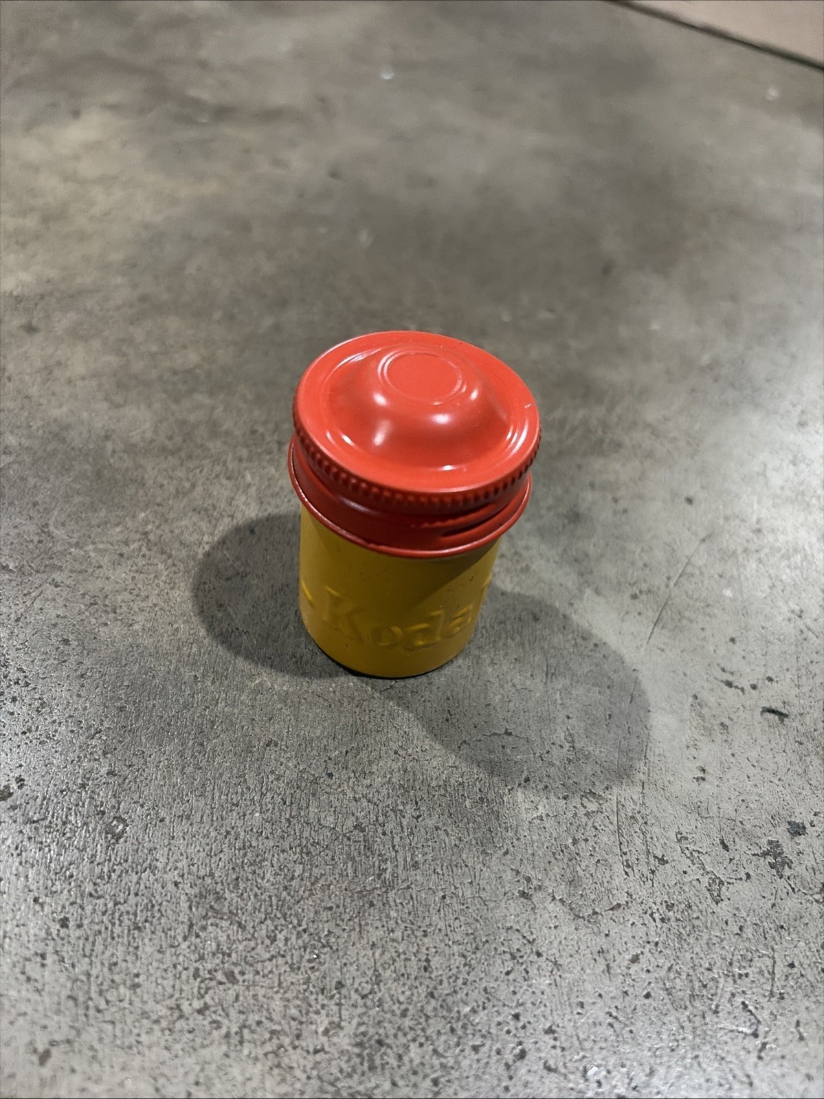 Vintage Kodak Film Metal Canister Container, Yellow and Red, Embossed, 