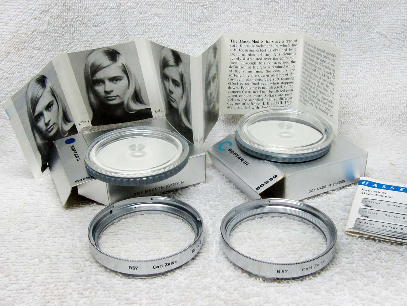 TWO Hasselblad/Zeiss 50/B57 SOFTAR II & III FILTERS. 80mm Planar. MINTY w/Box