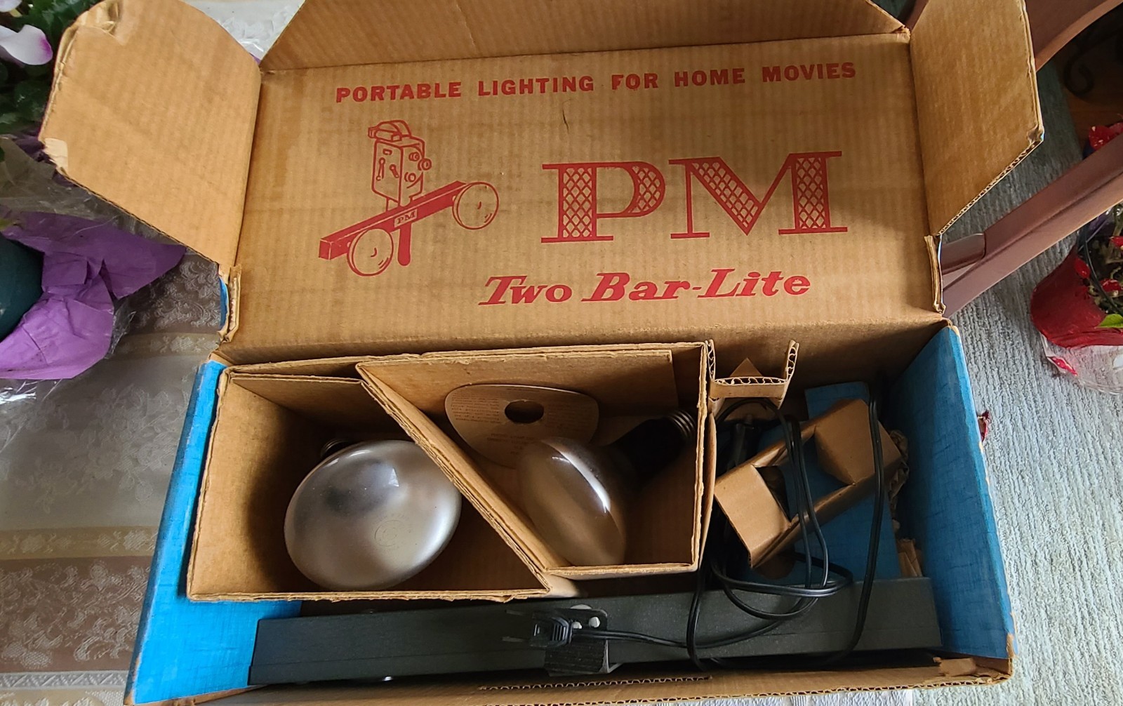 Vintage PMM Two Bar-Lite Movie Light Set w/ Box – Portable Lighting for Home Mov
