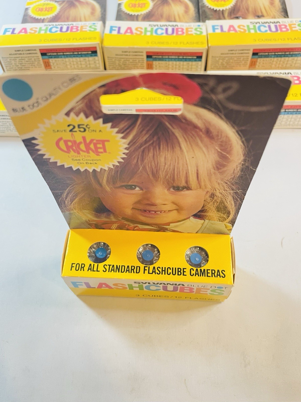 Vintage Sylvania Blue Dot Flashcubes Package of 3 Cubes (12 Flashes)