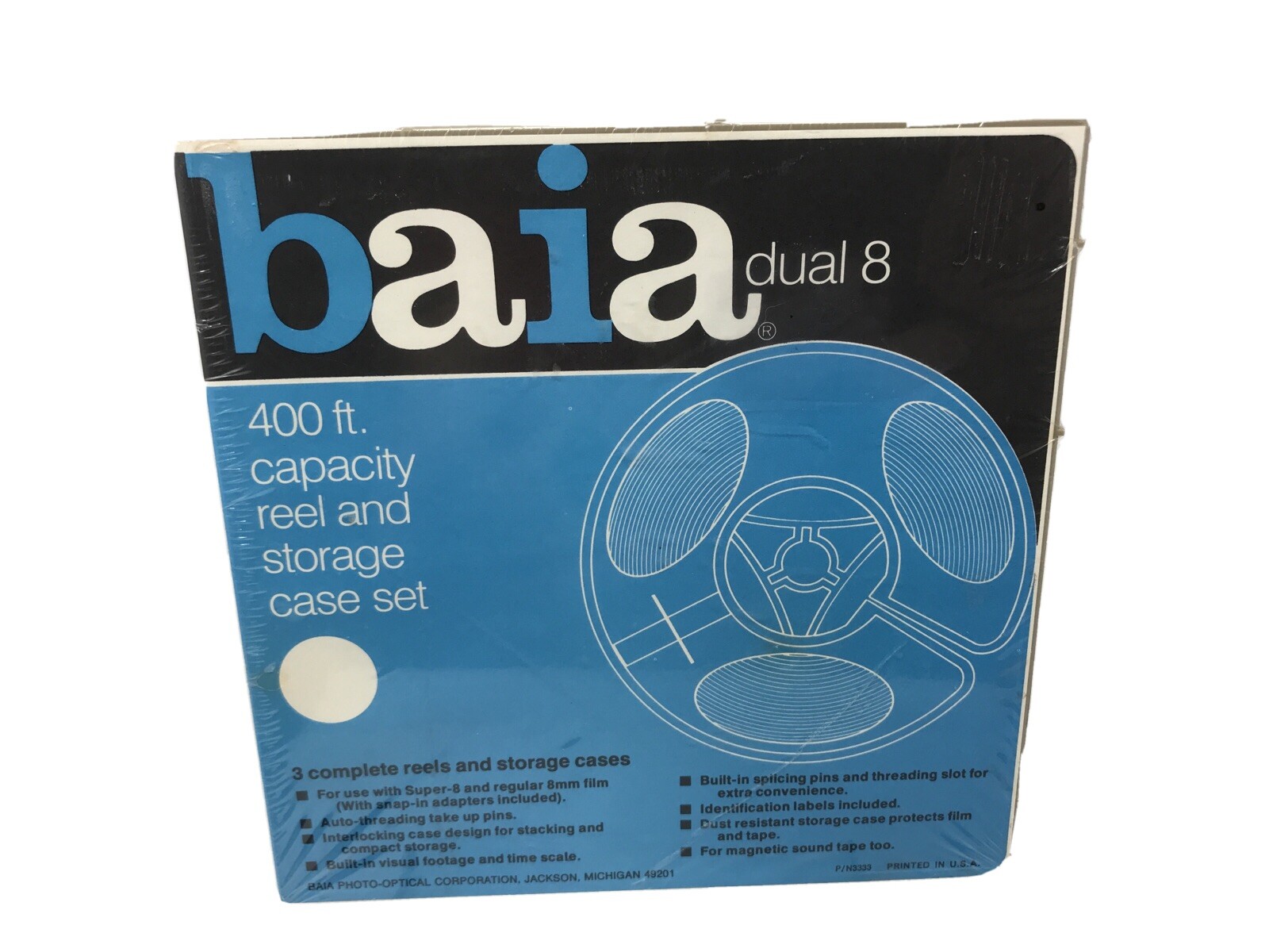 Vintage Lot of 3 Baia Dual 8 400′ Capacity Reel & Storage Case Set