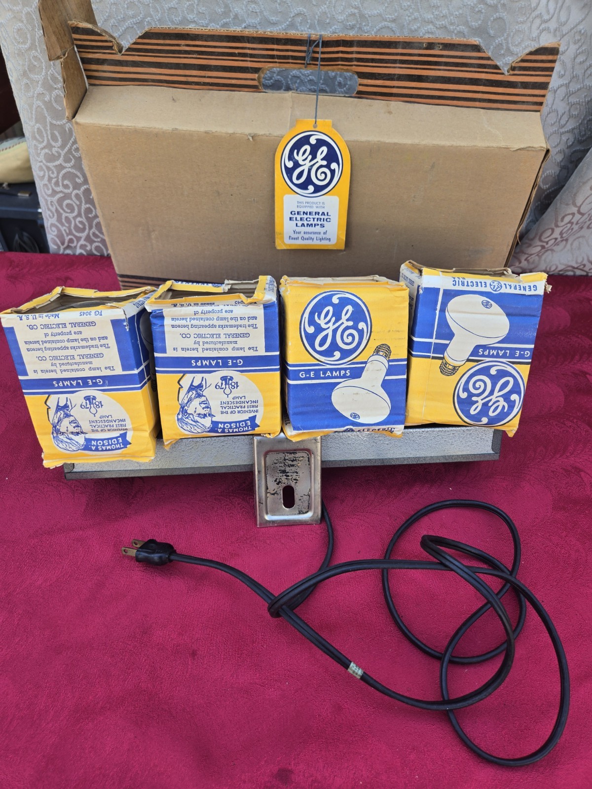 Vintage GE 4 Light Bar Photo Floodlight Movie Camera Lighting Kit Set With Boxes