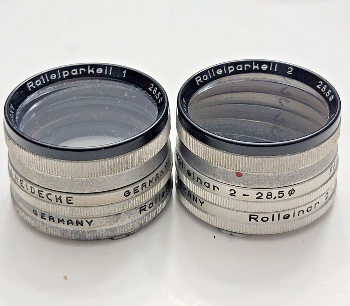 VINTAGE ROLLEIFLEX FRANKE & HEIDECKE ROLLEINAR ROLLEIPARKEIL 1 & 2, 28.5MM