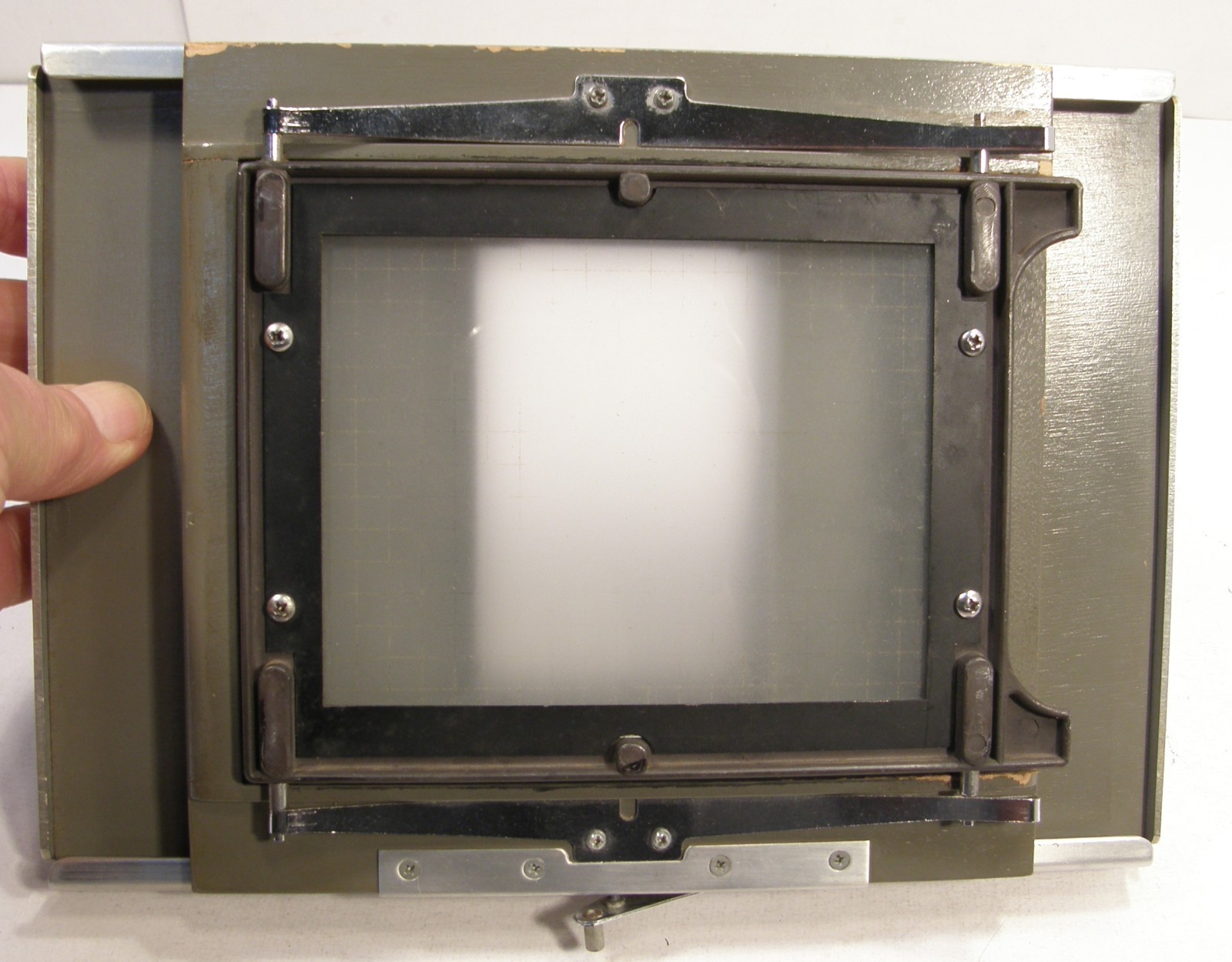 VINTAGE BURKE & JAMES SLIDING BACK REDUCER 3 1/2″ X 4 3/4″ GROUND GLASS W/GRID