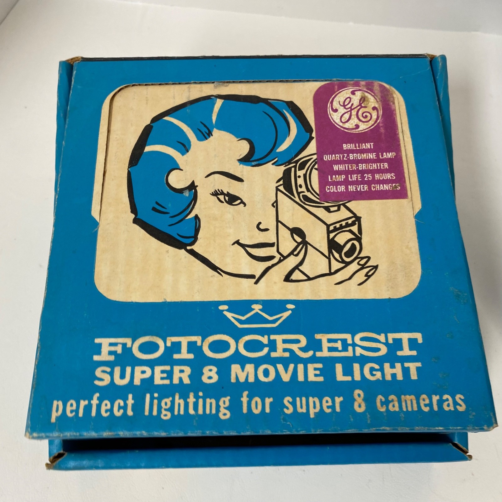 2 Vintage GE Fotocrest Super 8 Movie Light • ACME-Lite • With Boxes • Works!