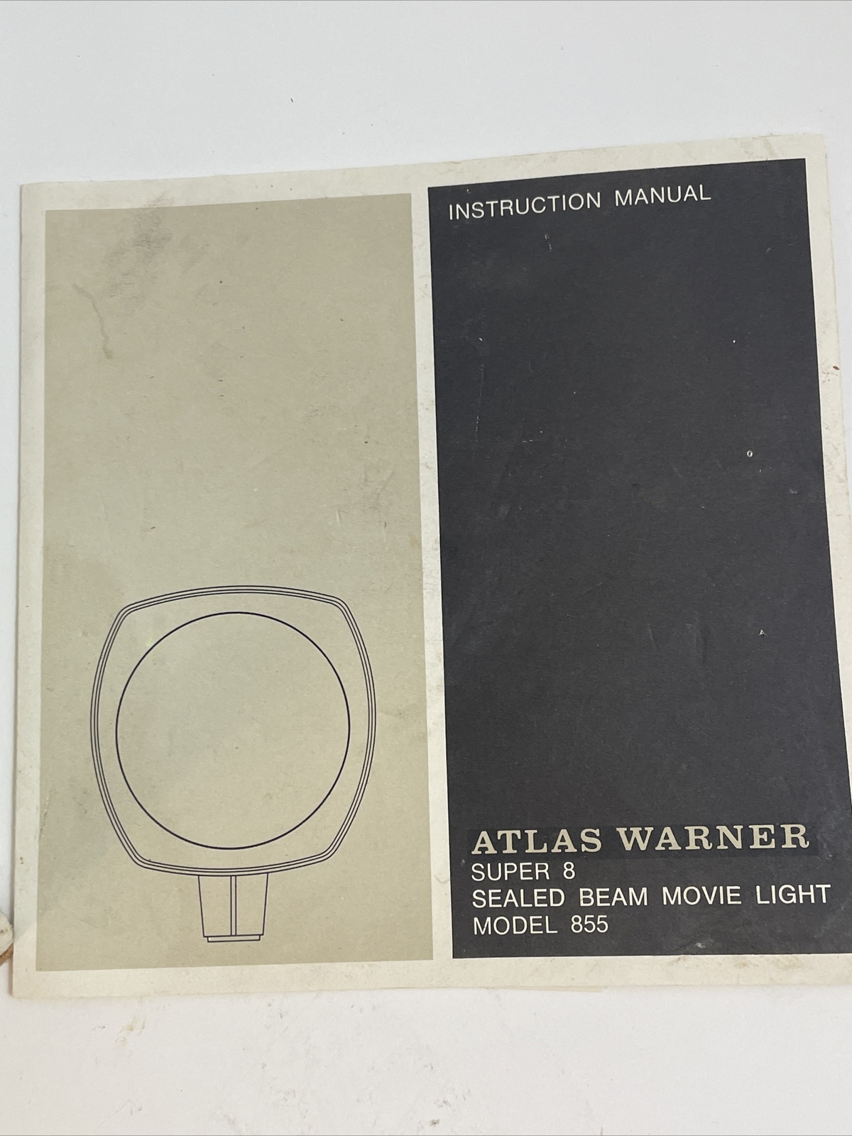 Vintage Super 8 Movie Light Model 855 w/ Box Atlas Warner Sealed Beam Works!