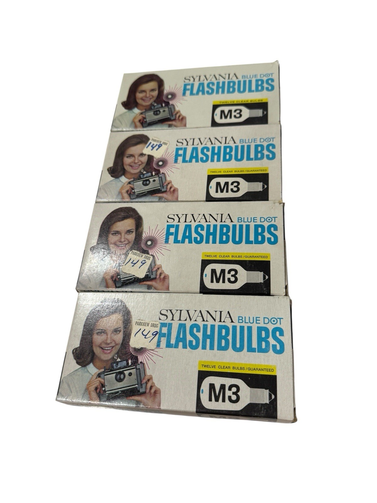 CLEAR FLASHBULBS Sylvania M3 Lot of 4 boxes of 12 Each NOS