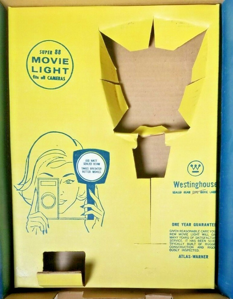 Westinghouse Sealed Beam Super 88 Movie Light Working W/Box & Movie Paperwork