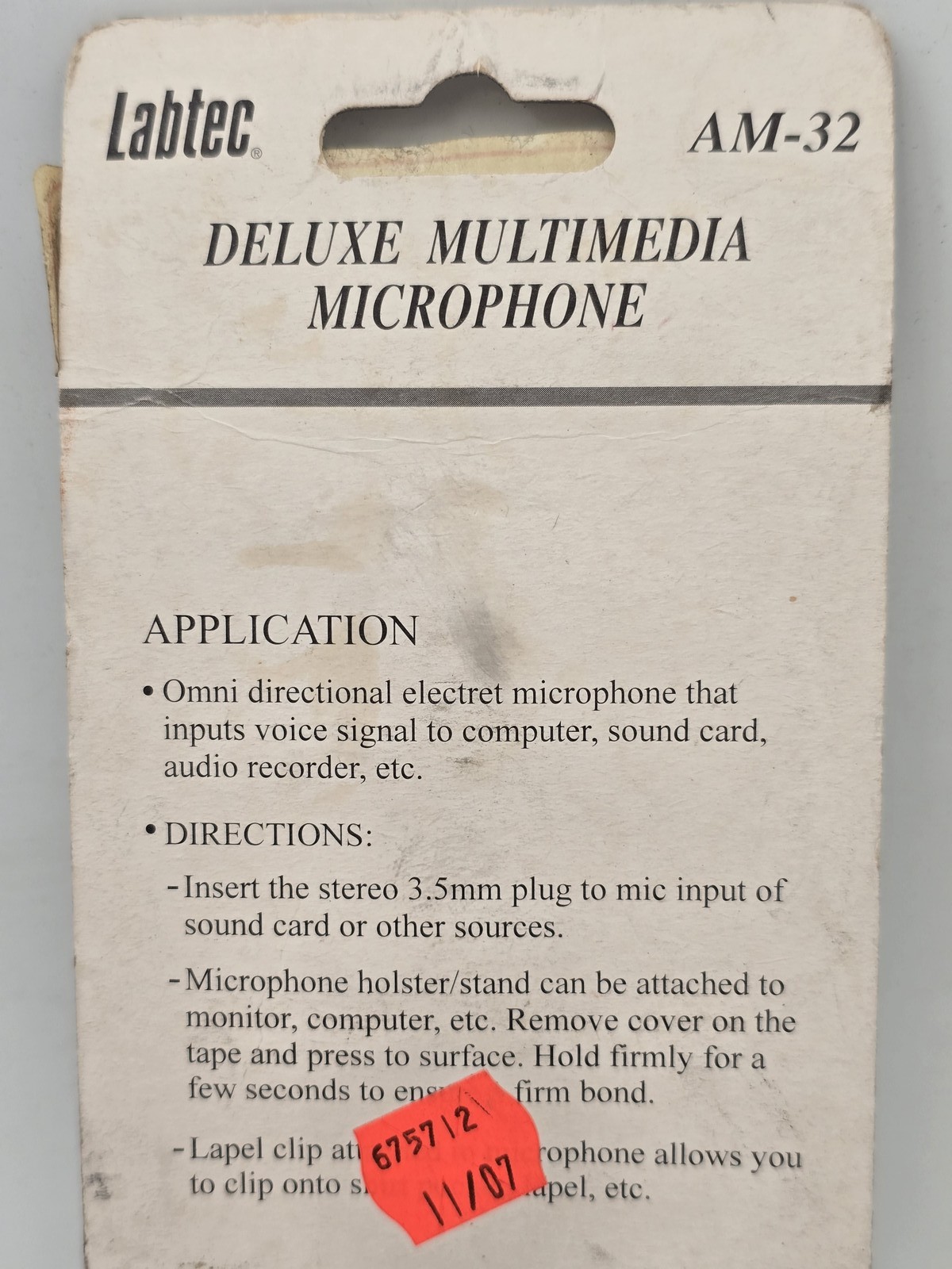 Vintage Labtec AM-32 Deluxe Multimedia Microphone NOS OEM Y2K Cam Accessory