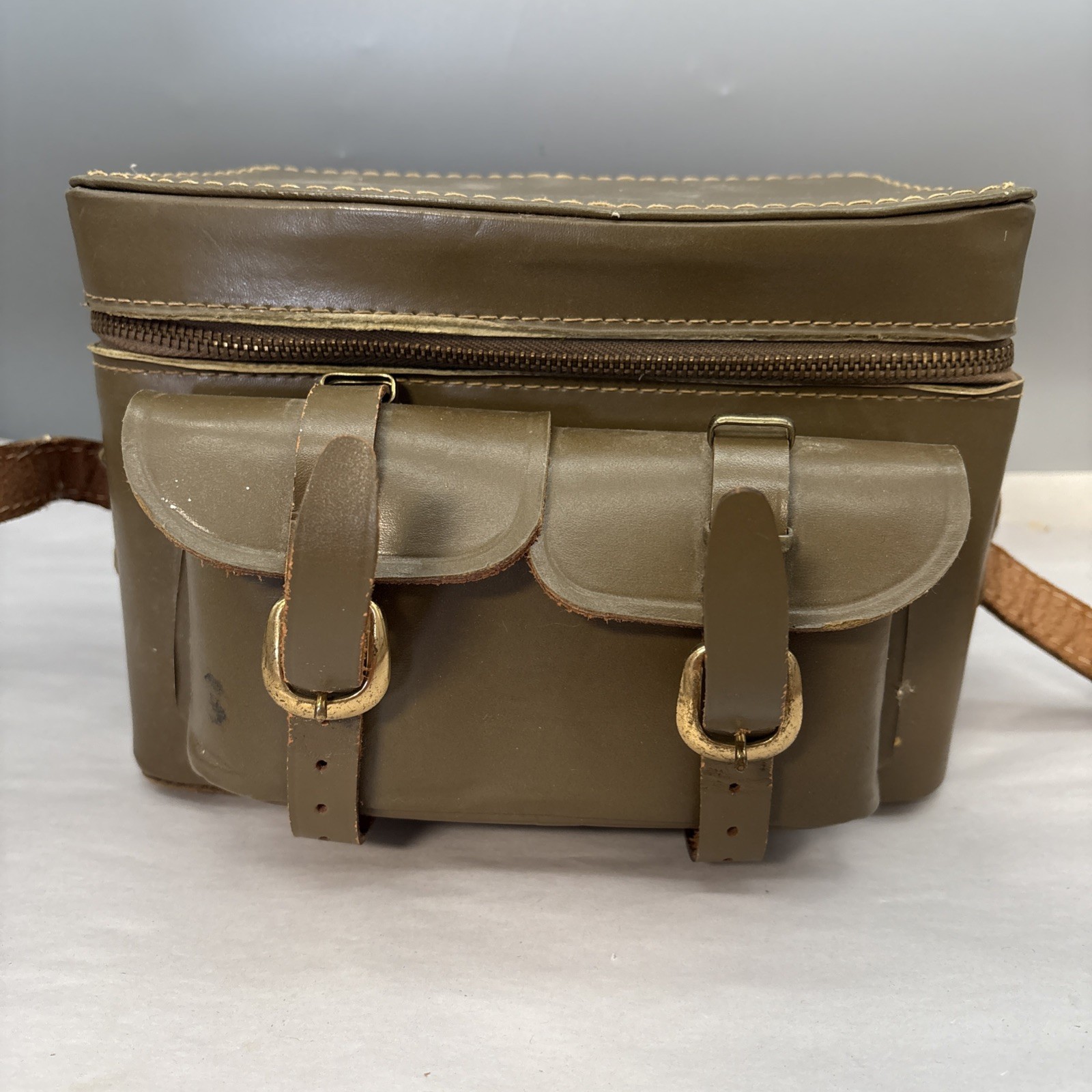 Vtg Gadgit Diamond Valencia Series Model #VA-1 Leather Type Shoulder Camera Bag