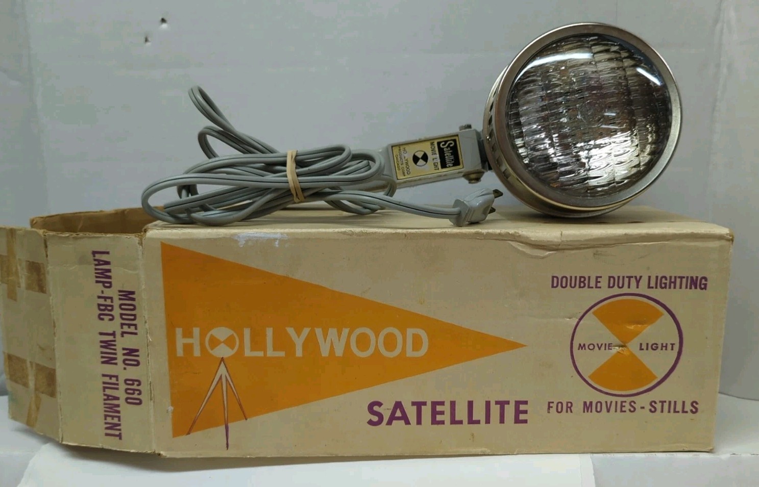 Vintage Hollywood Satellite Gun Movie Light Handheld Camera GE Lamp 120V Tested