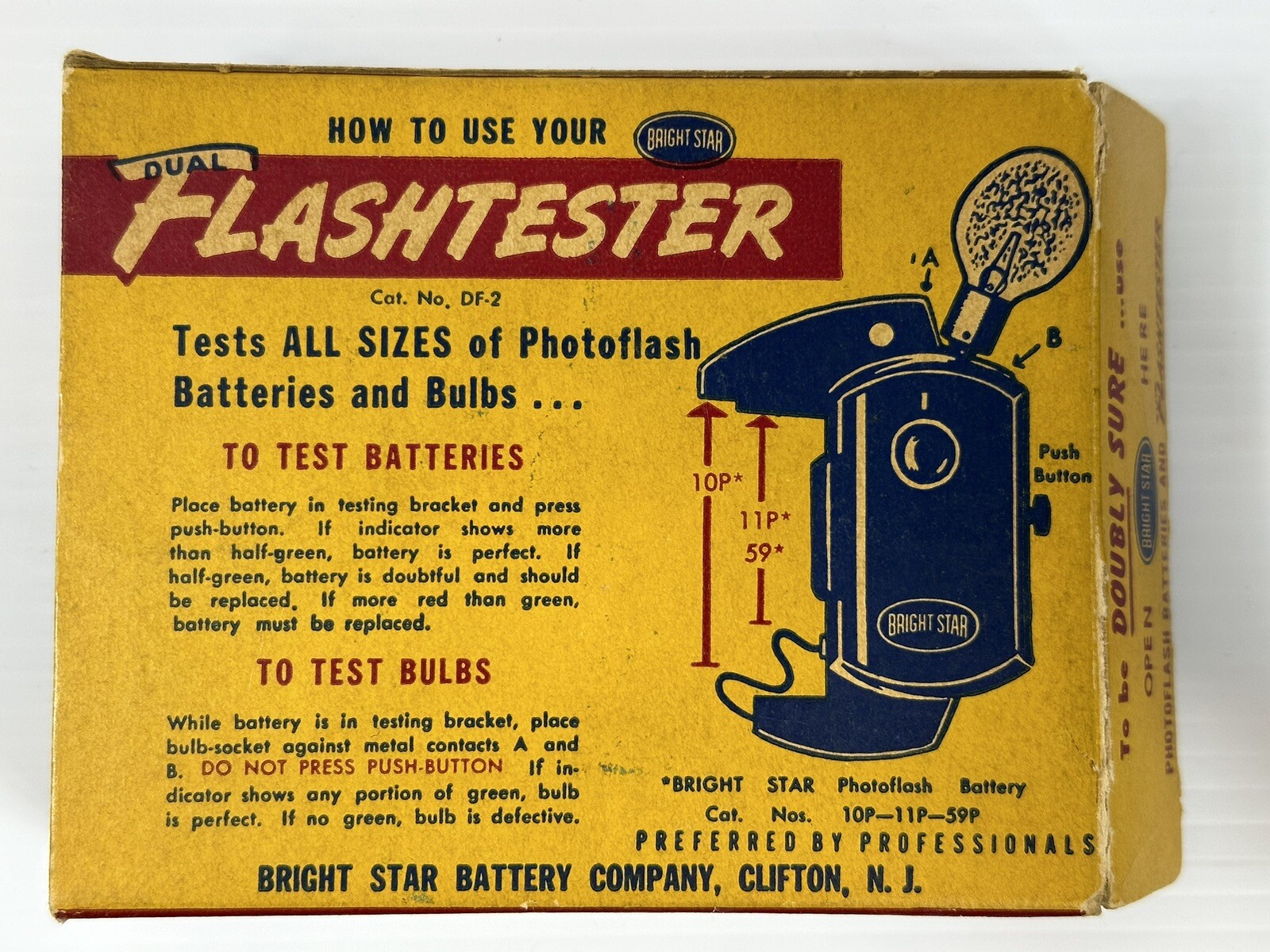 Vintage Bright Star Dual Flashtester Batteries and Bulbs In Original Box