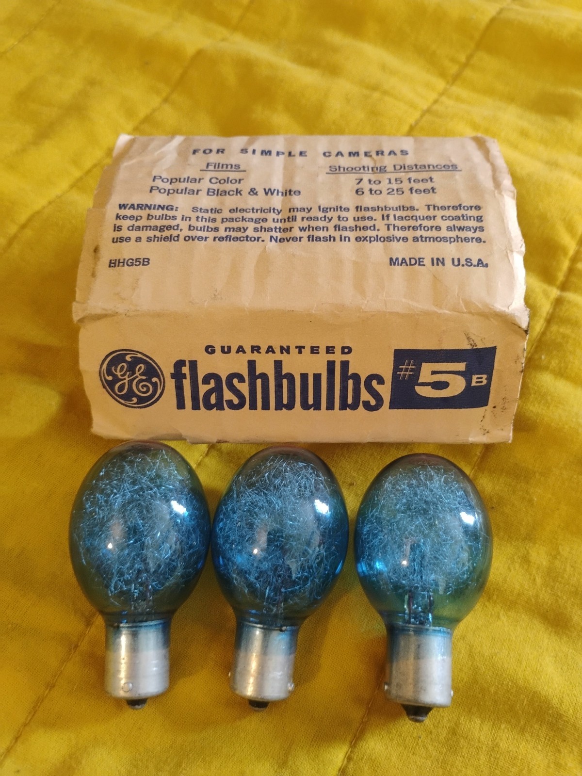 GENERAL ELECTRIC 5B CAMERA FLASH BULBS, NEW, LOT OF 3