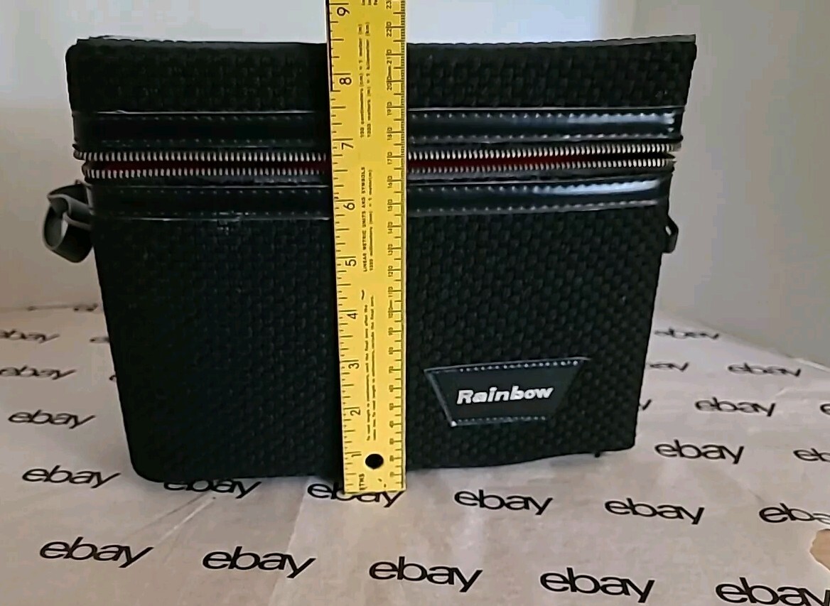 Zippered Camera Accessory Case 1950’s Black Box Bag with carrying strap Rainbow